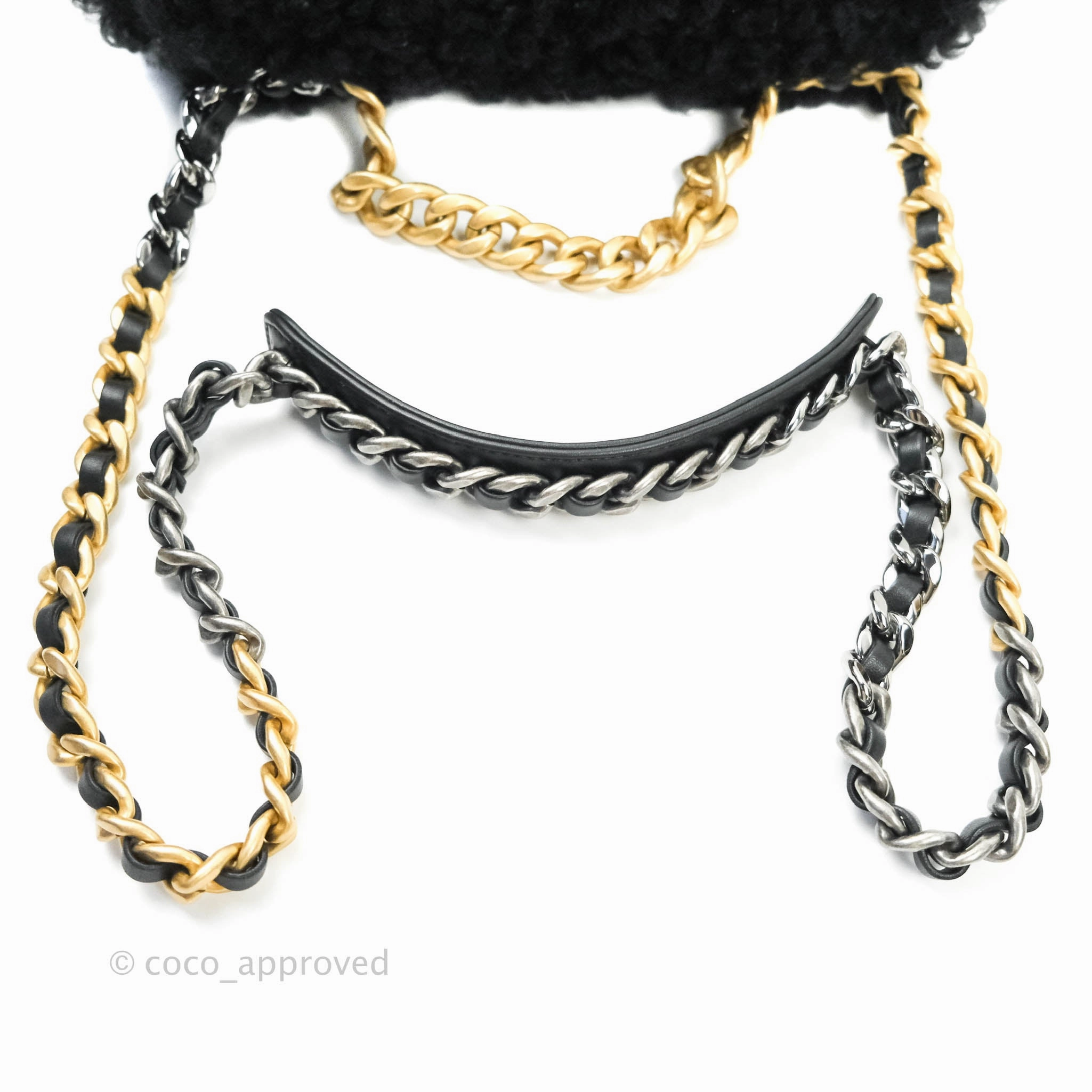 Chanel 19 Medium Shearling Black Mixed Hardware 20A