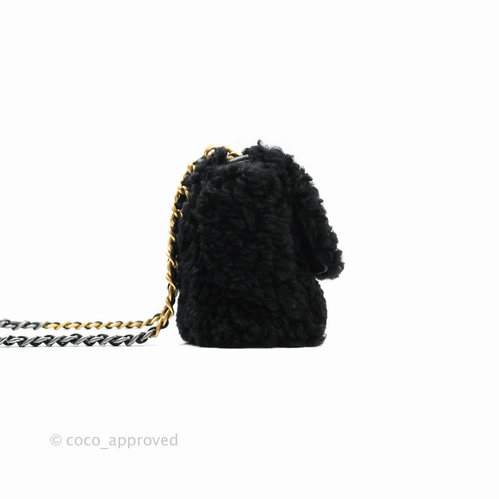 Chanel 19 Medium Shearling Black Mixed Hardware 20A