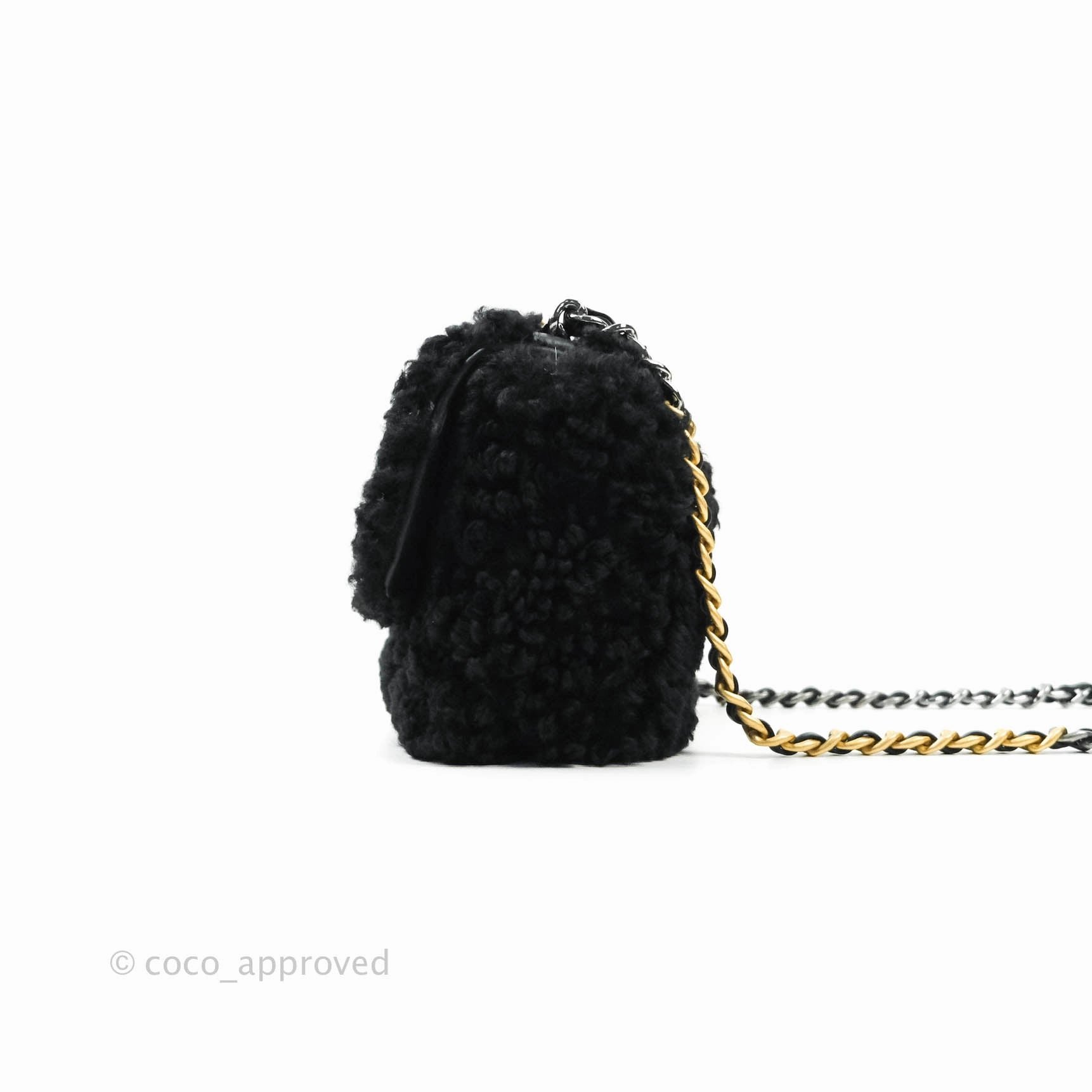 Chanel 19 Medium Shearling Black Mixed Hardware 20A