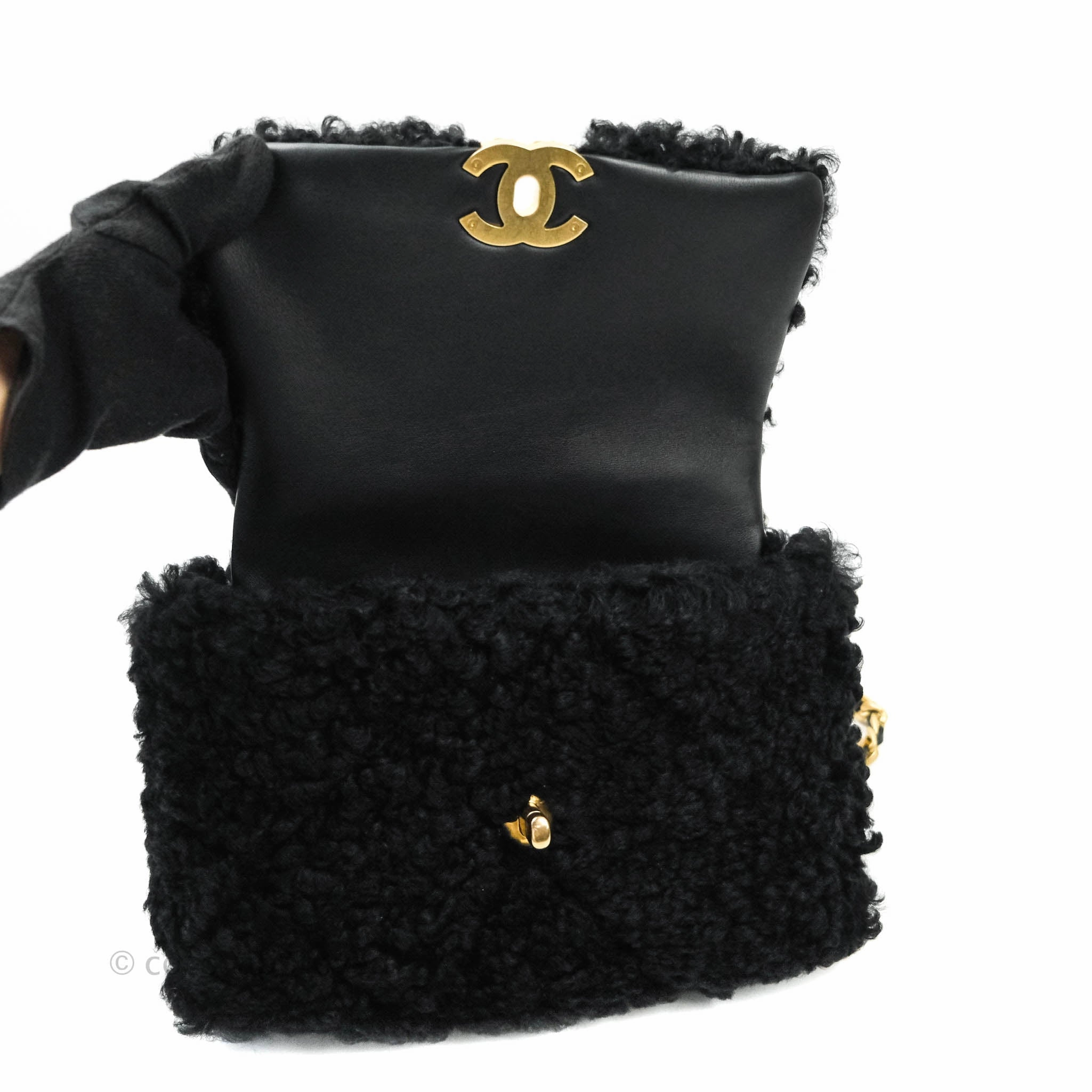 Chanel 19 Medium Shearling Black Mixed Hardware 20A