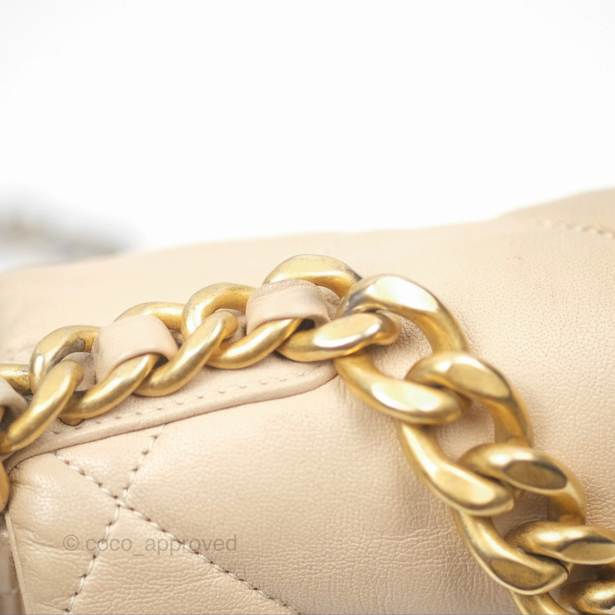 Chanel 19 Small Beige Goatskin Mixed Hardware
