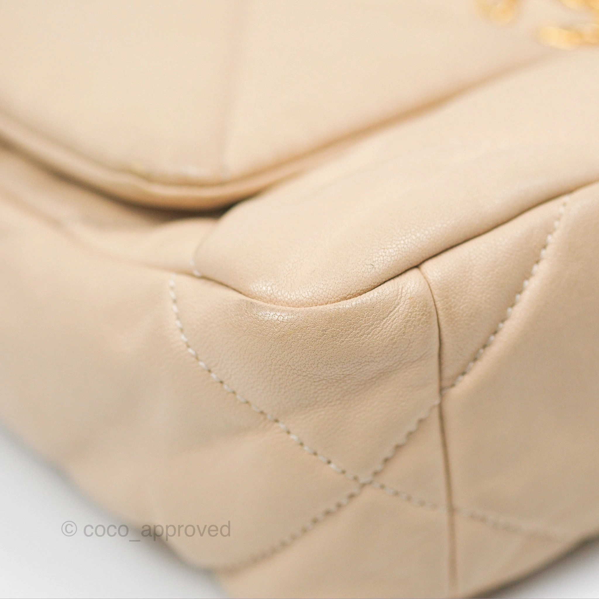 Chanel 19 Small Beige Goatskin Mixed Hardware