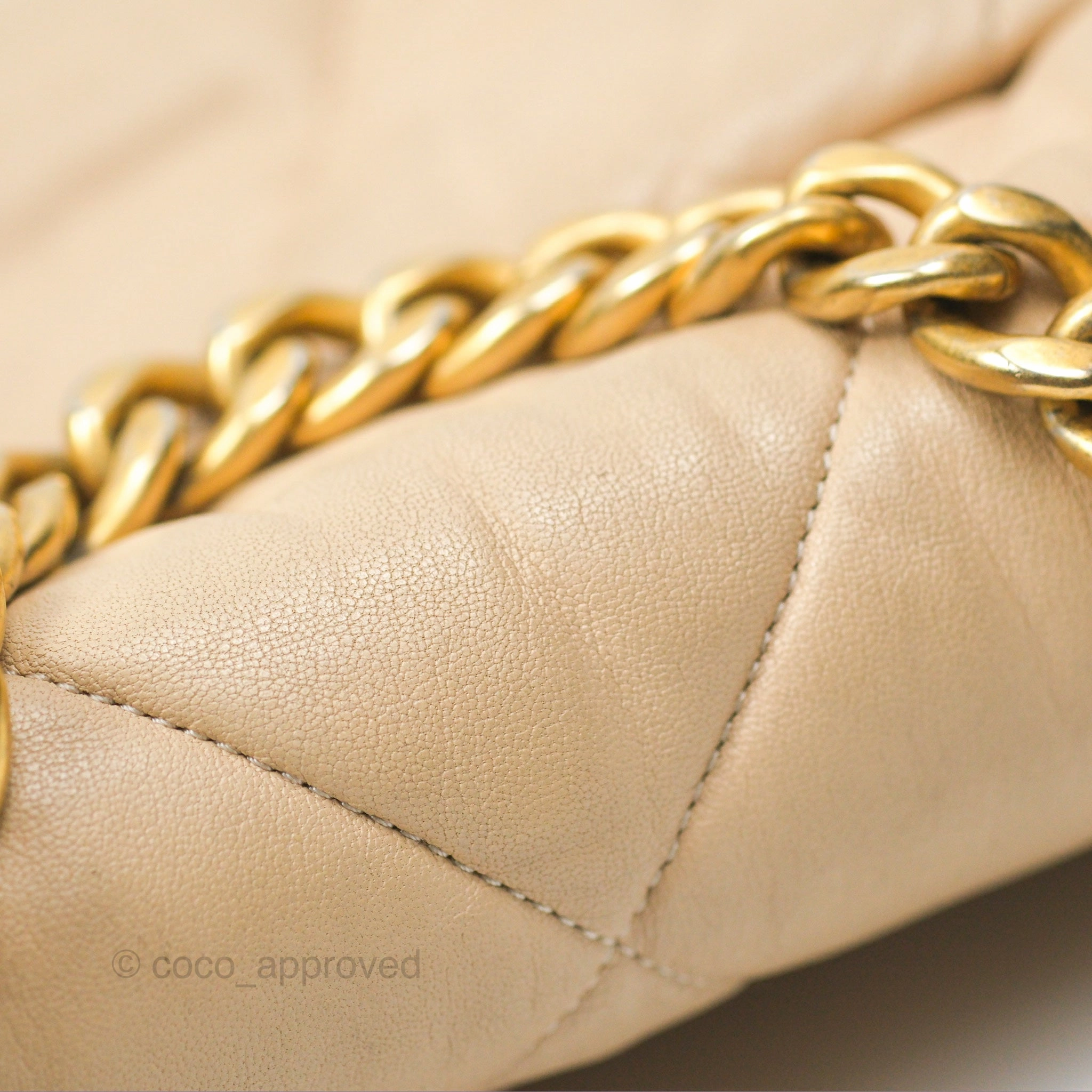Chanel 19 Small Beige Goatskin Mixed Hardware