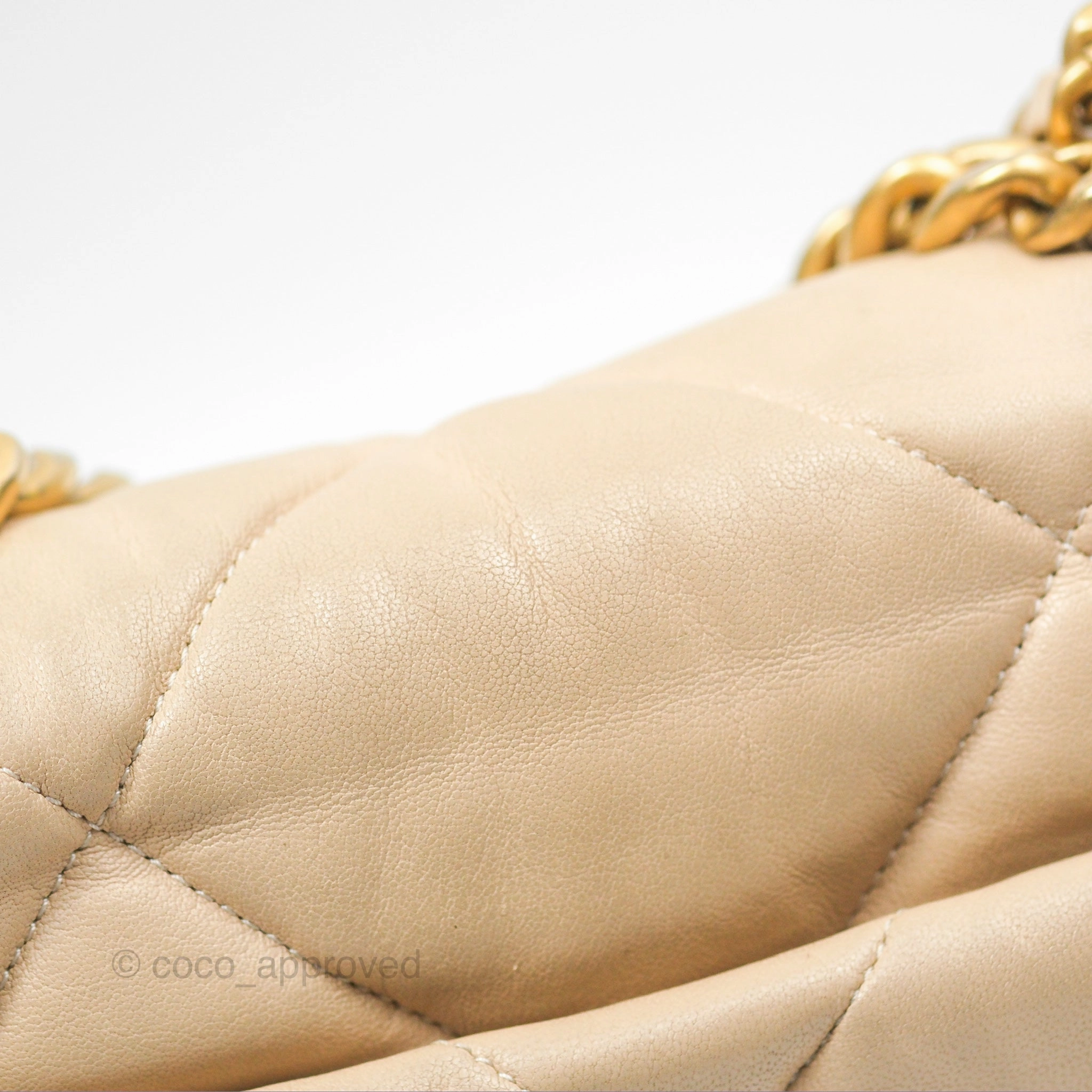 Chanel 19 Small Beige Goatskin Mixed Hardware