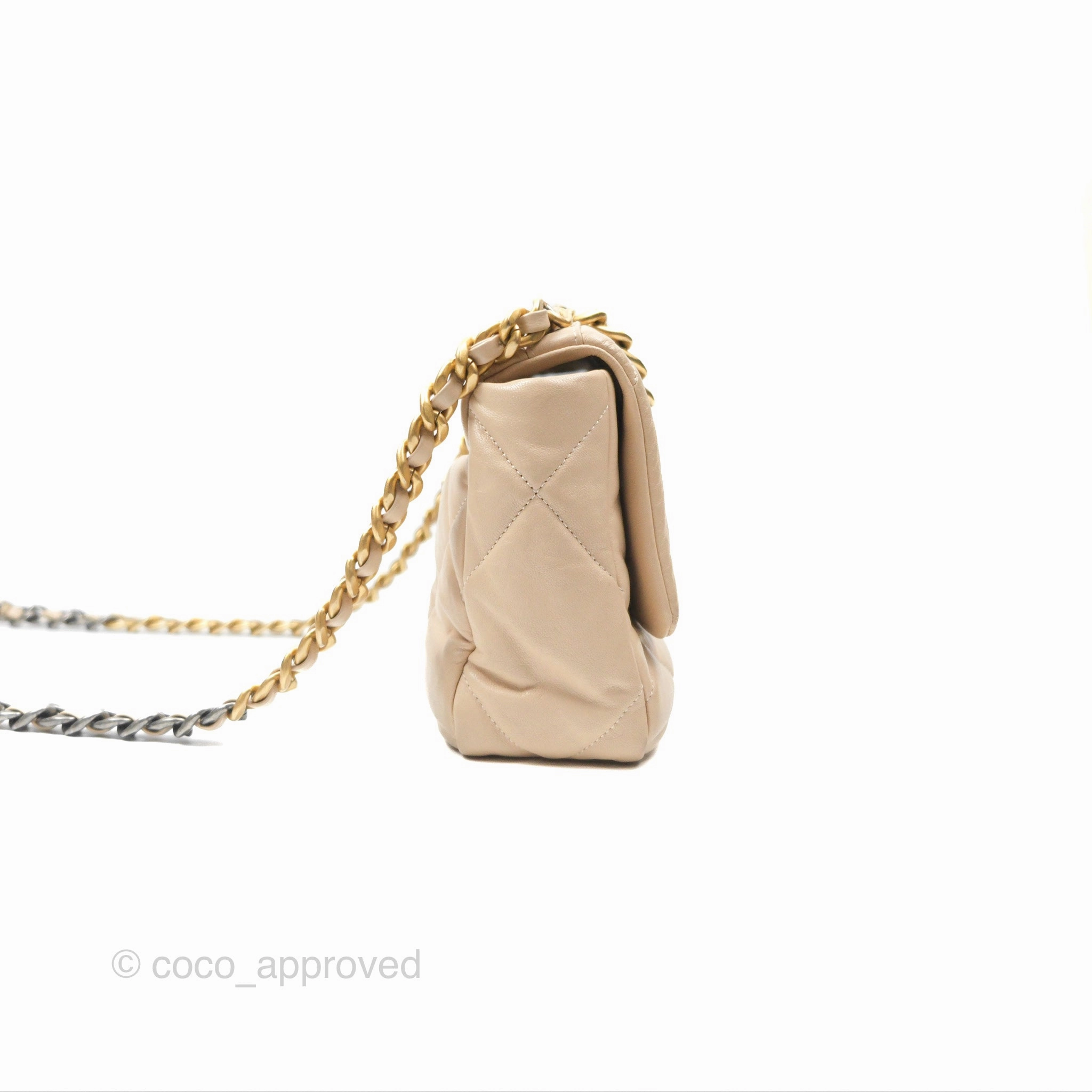 Chanel 19 Small Beige Goatskin Mixed Hardware