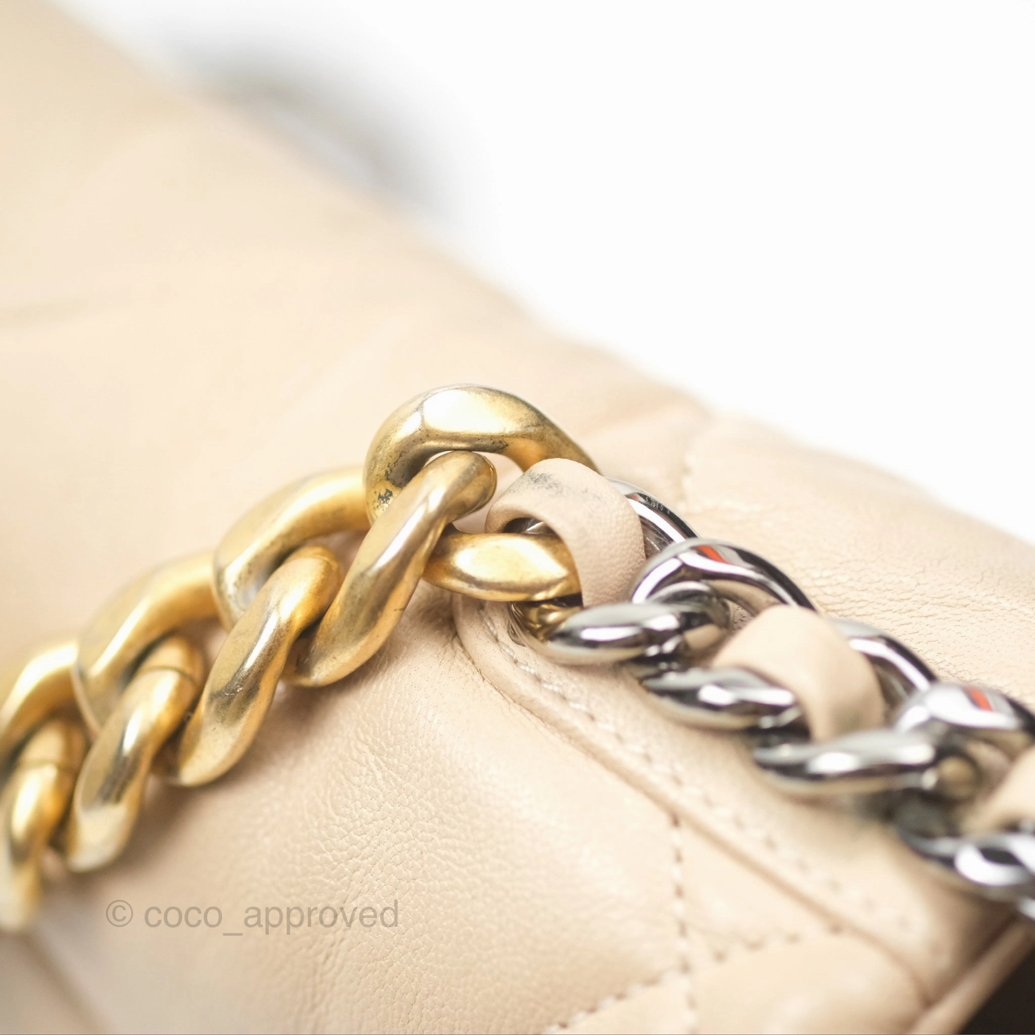 Chanel 19 Small Beige Goatskin Mixed Hardware