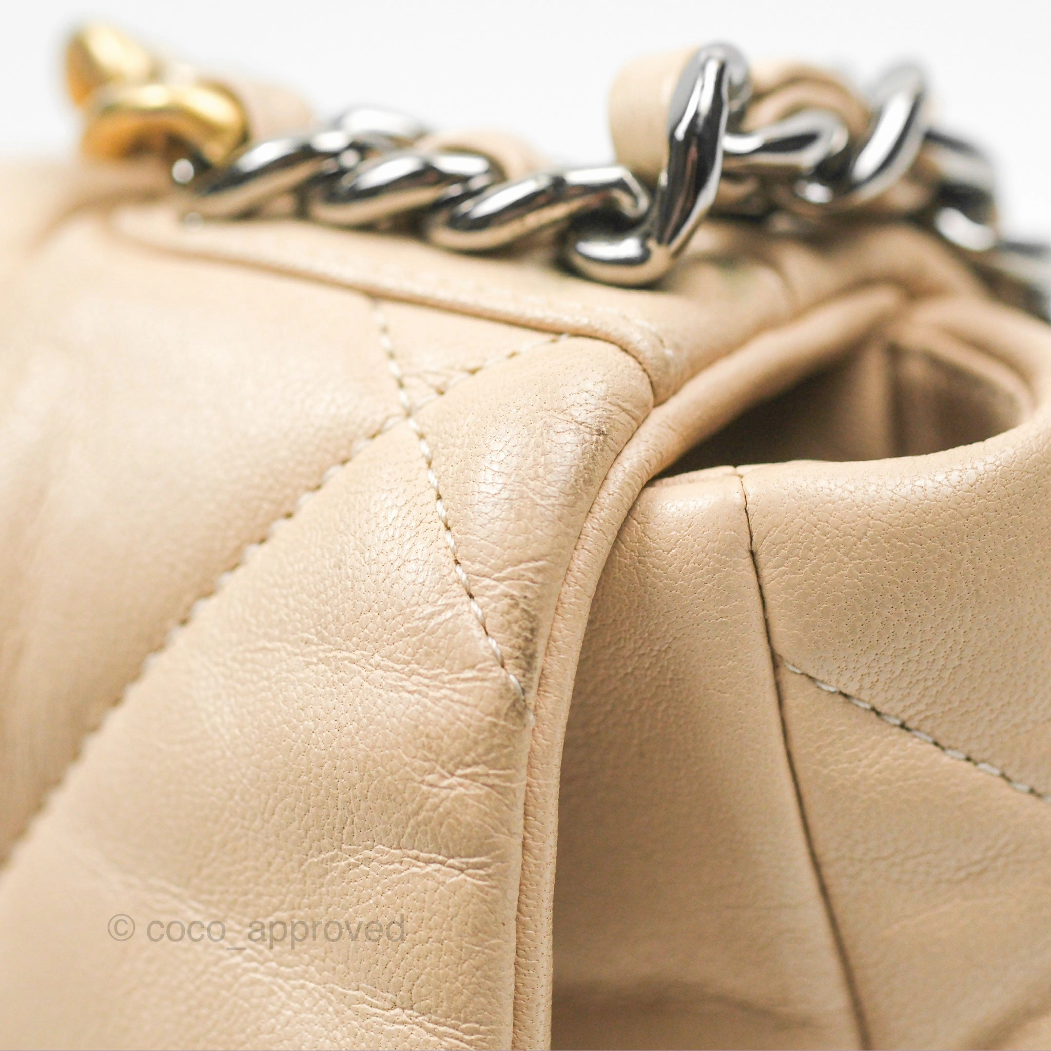 Chanel 19 Small Beige Goatskin Mixed Hardware