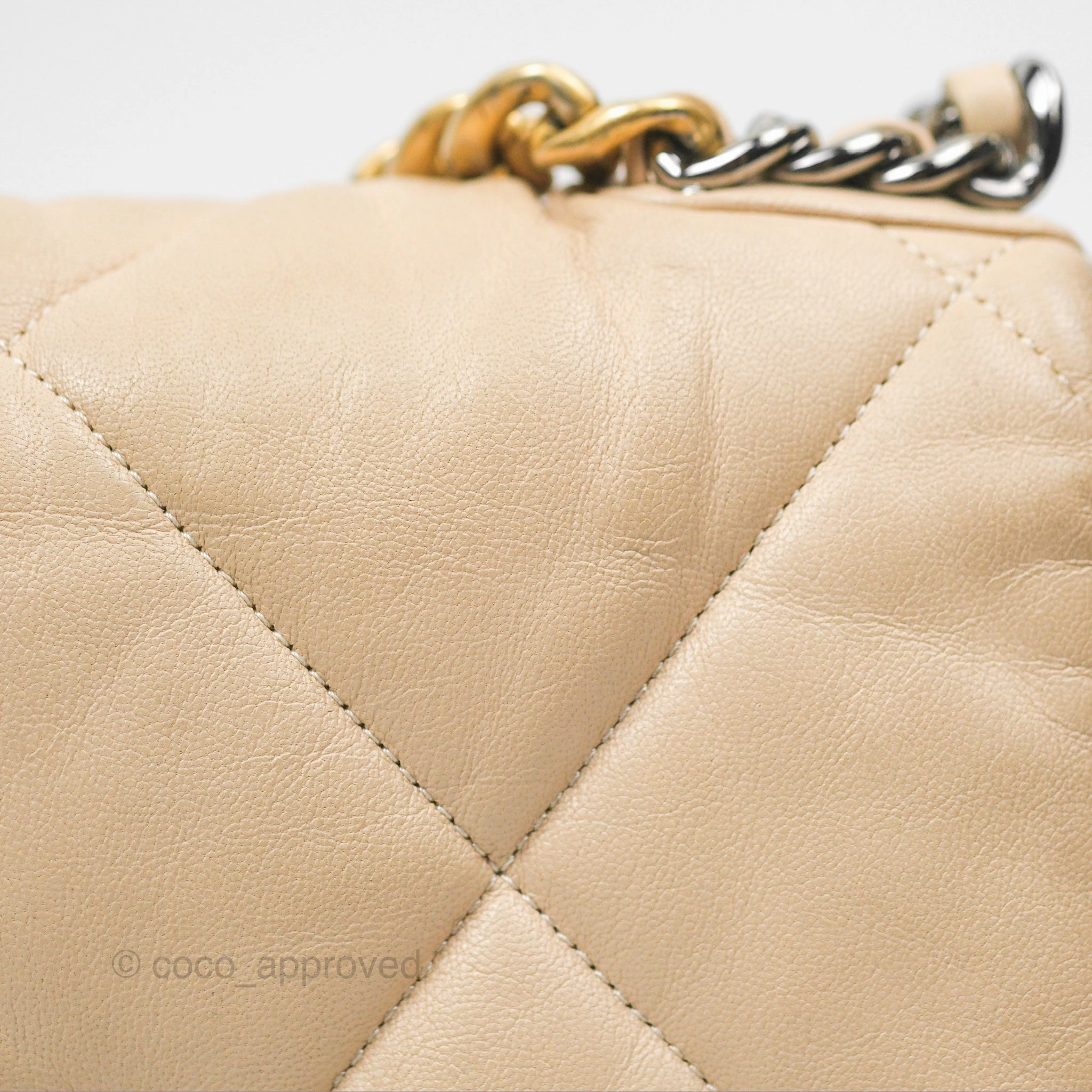 Chanel 19 Small Beige Goatskin Mixed Hardware
