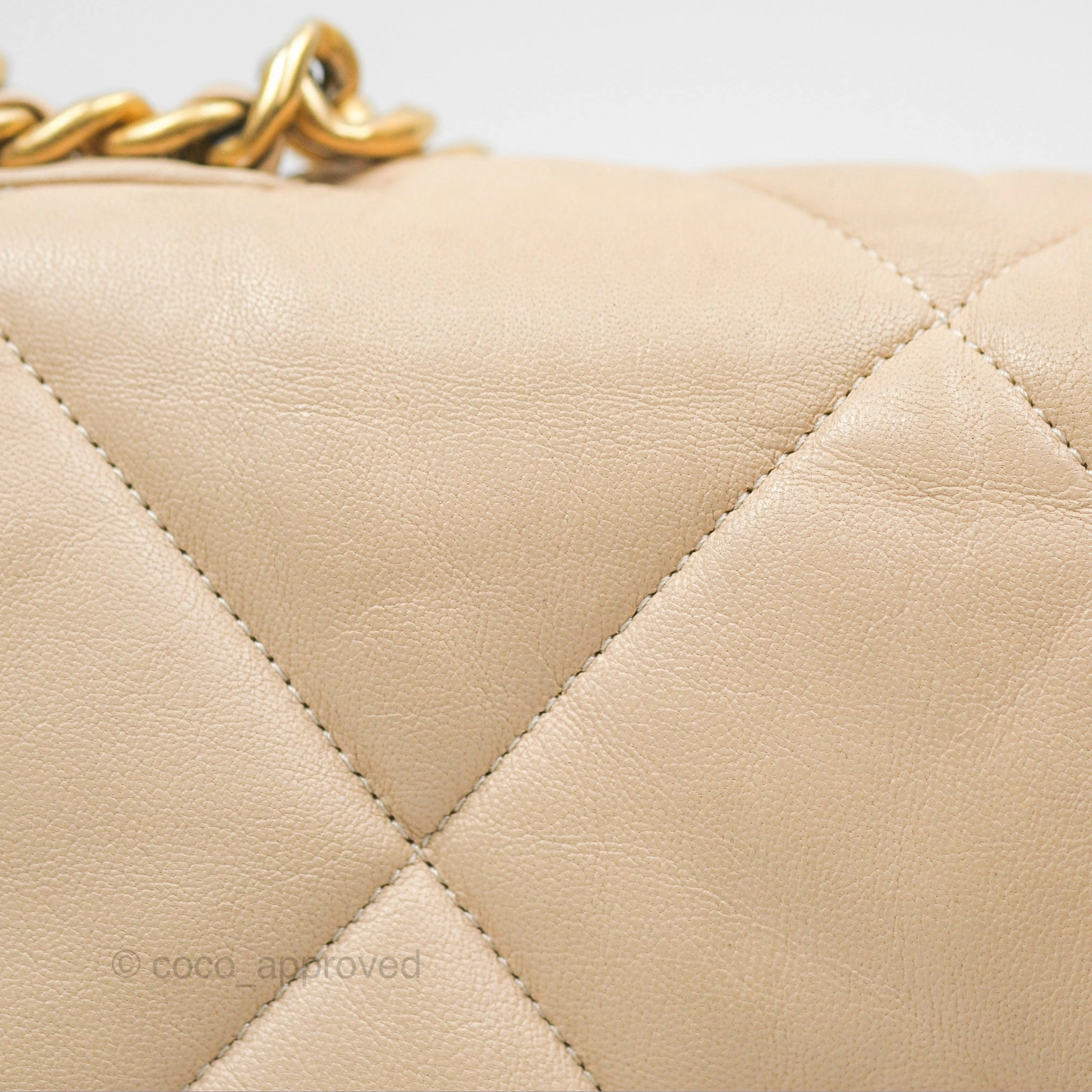 Chanel 19 Small Beige Goatskin Mixed Hardware