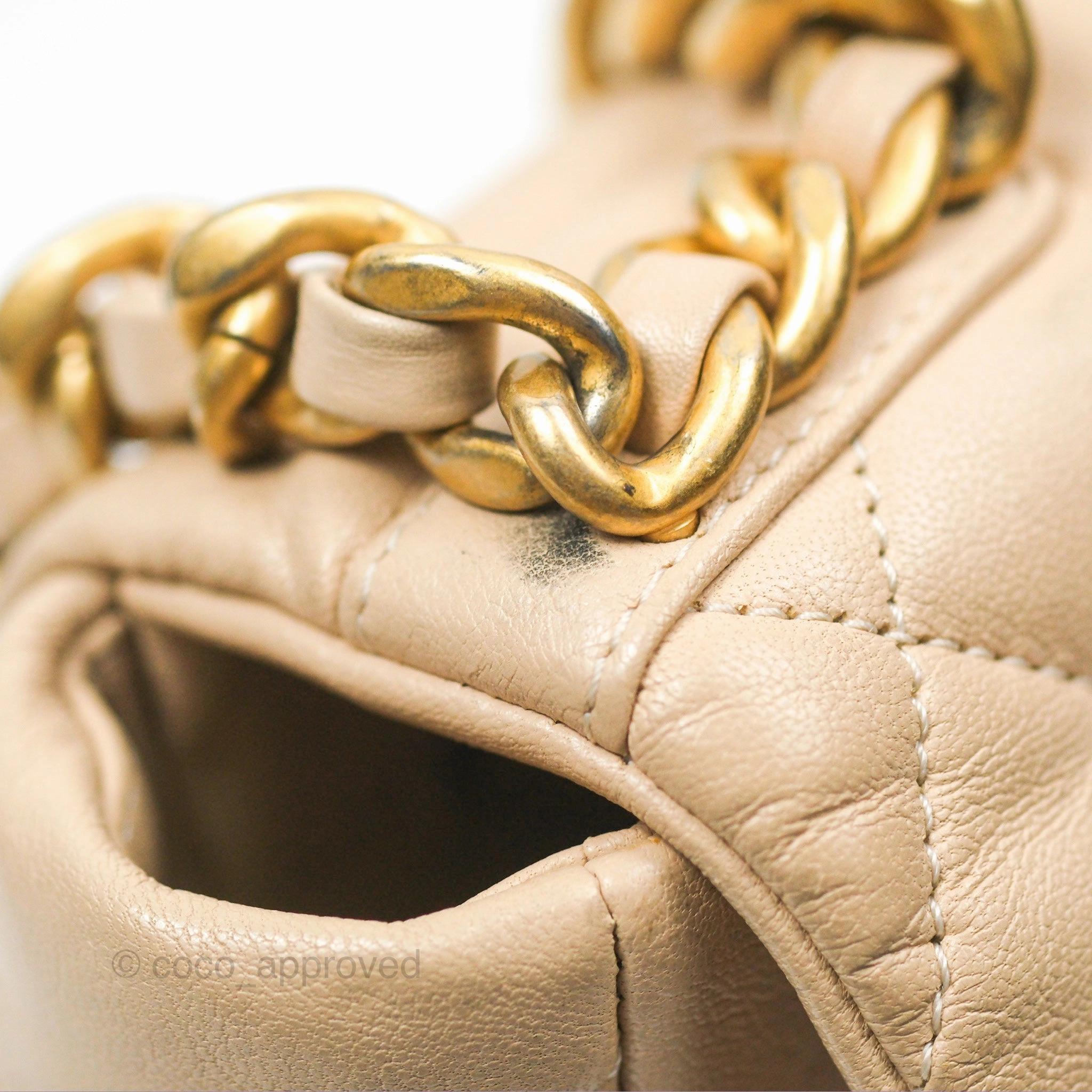 Chanel 19 Small Beige Goatskin Mixed Hardware