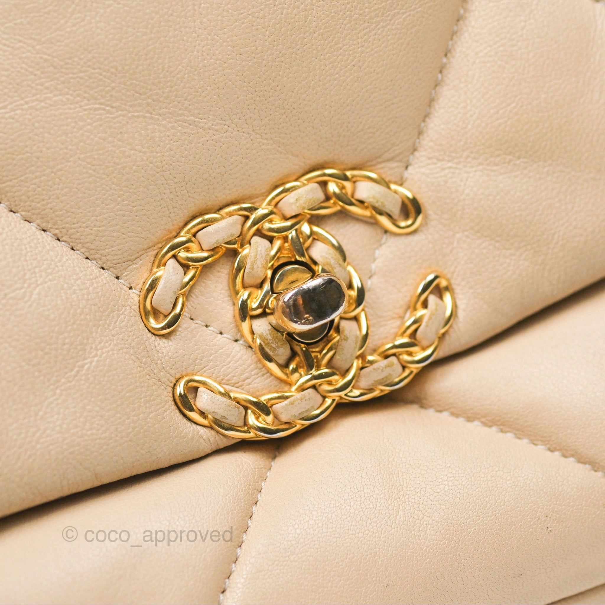Chanel 19 Small Beige Goatskin Mixed Hardware