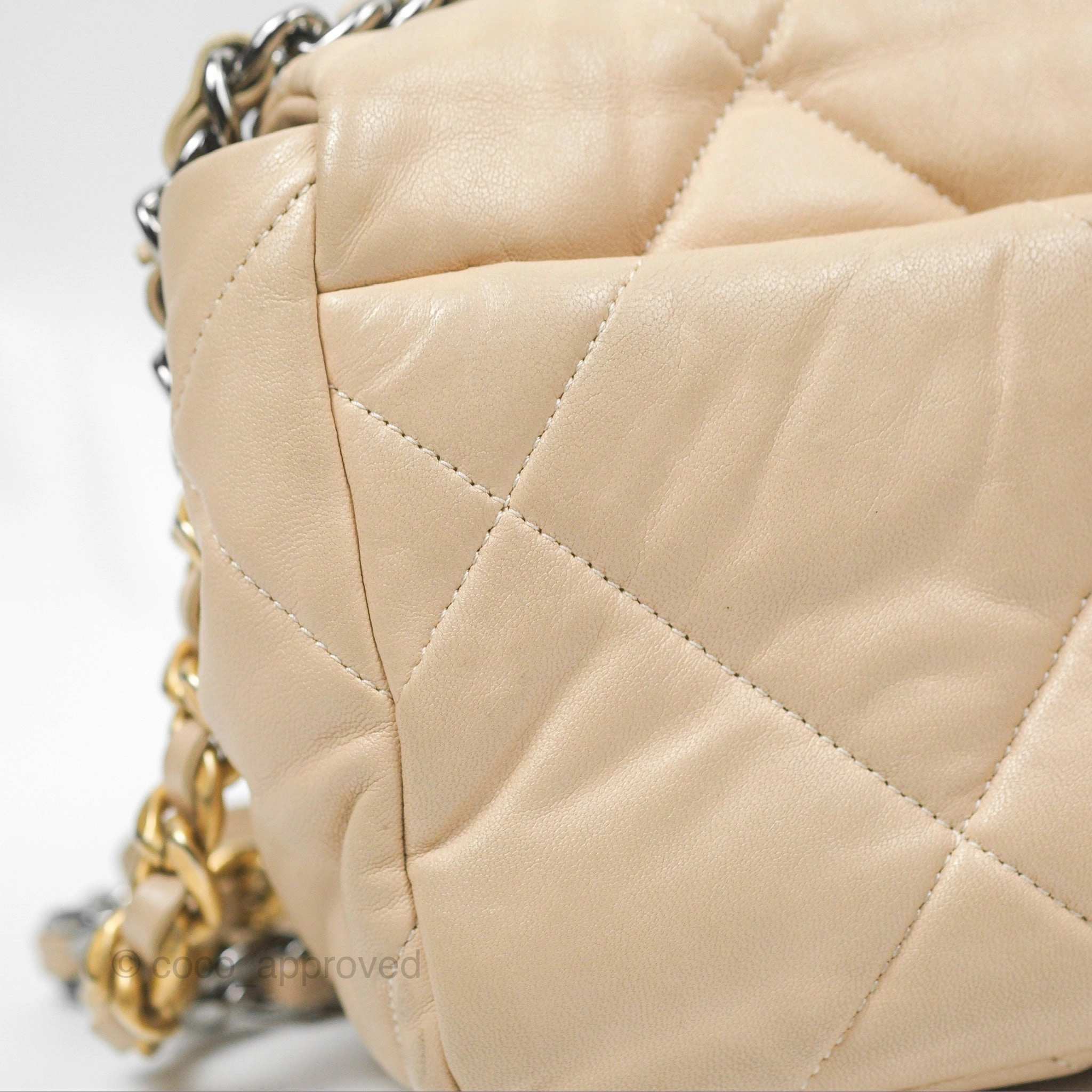 Chanel 19 Small Beige Goatskin Mixed Hardware