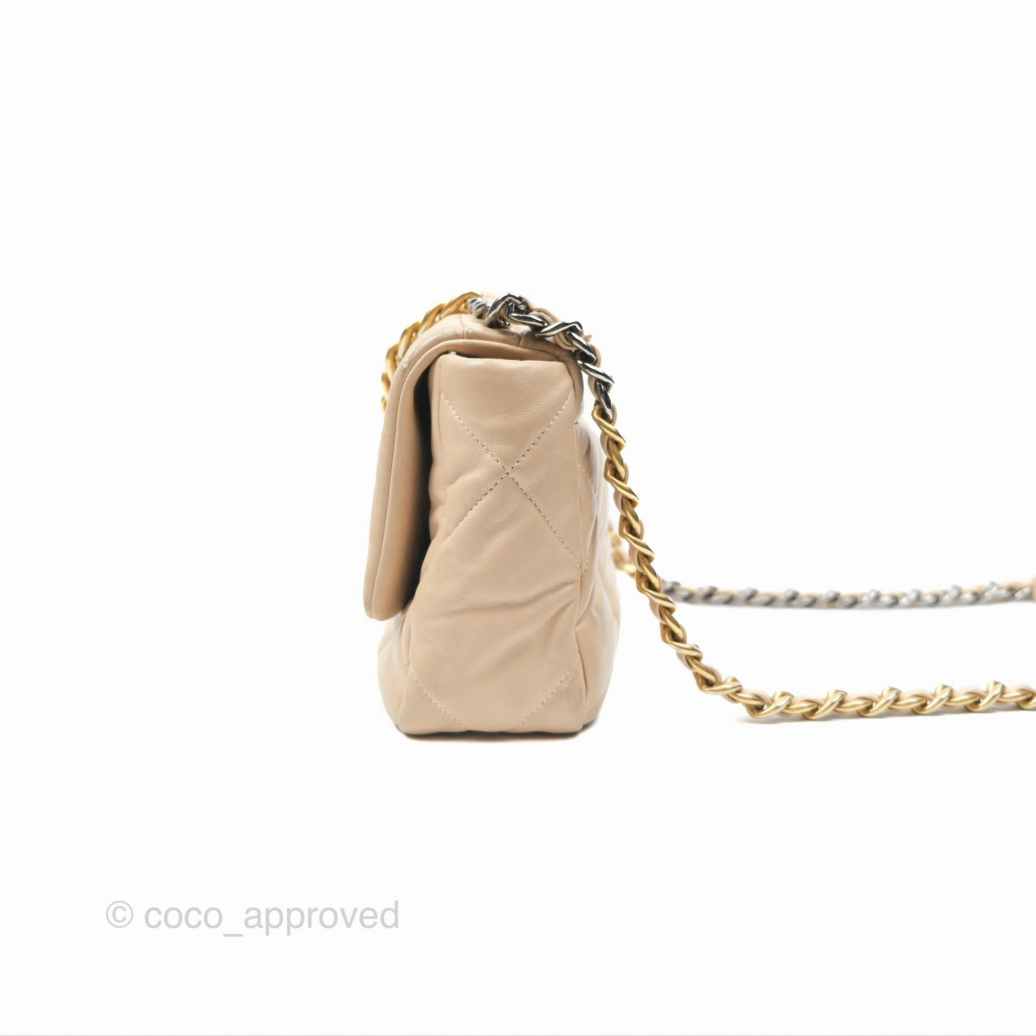 Chanel 19 Small Beige Goatskin Mixed Hardware