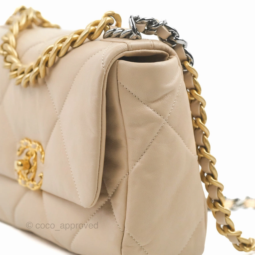 Chanel 19 Small Beige Mixed Hardware