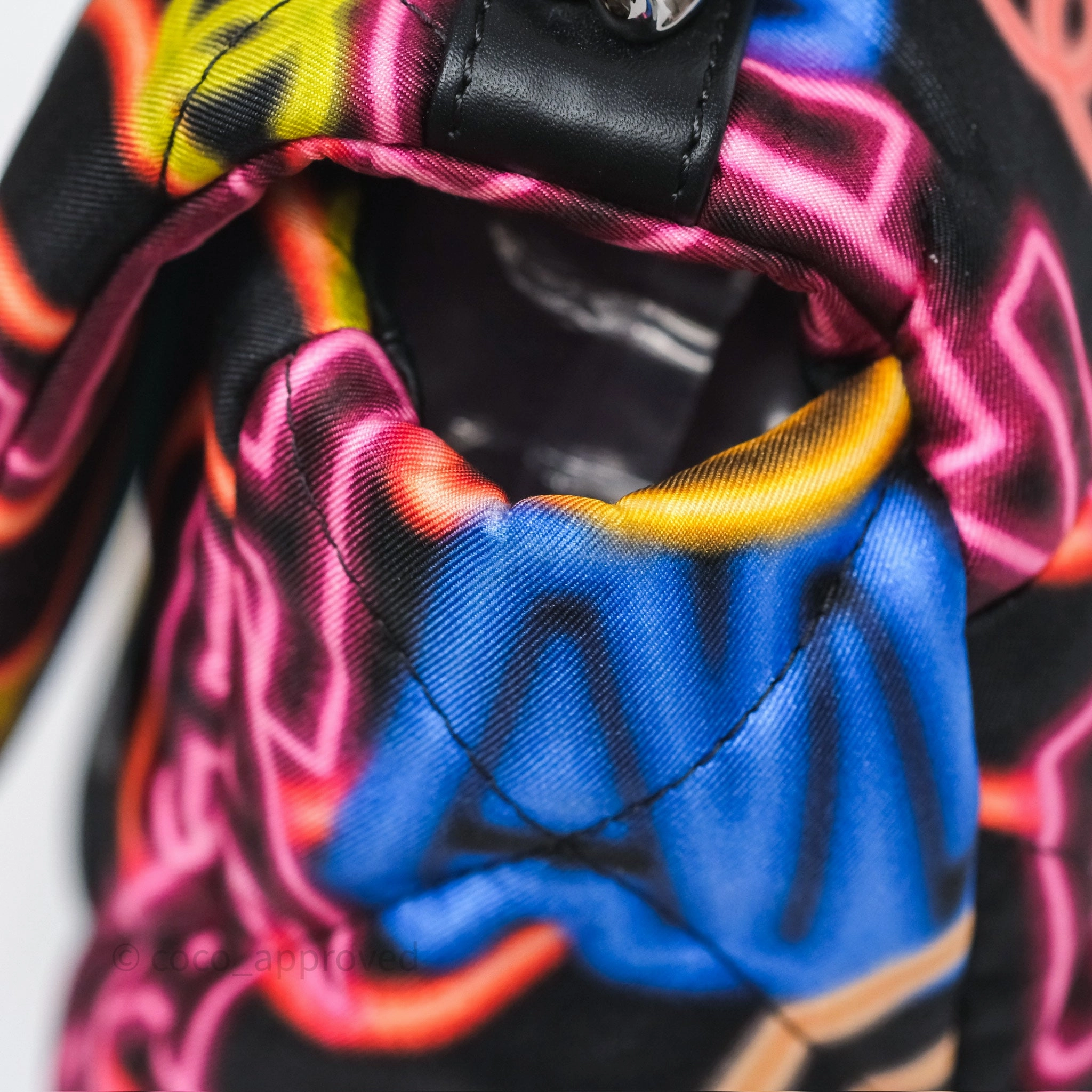 Chanel 19 Small Black Multicolor Fabric Printed Mixed Hardware