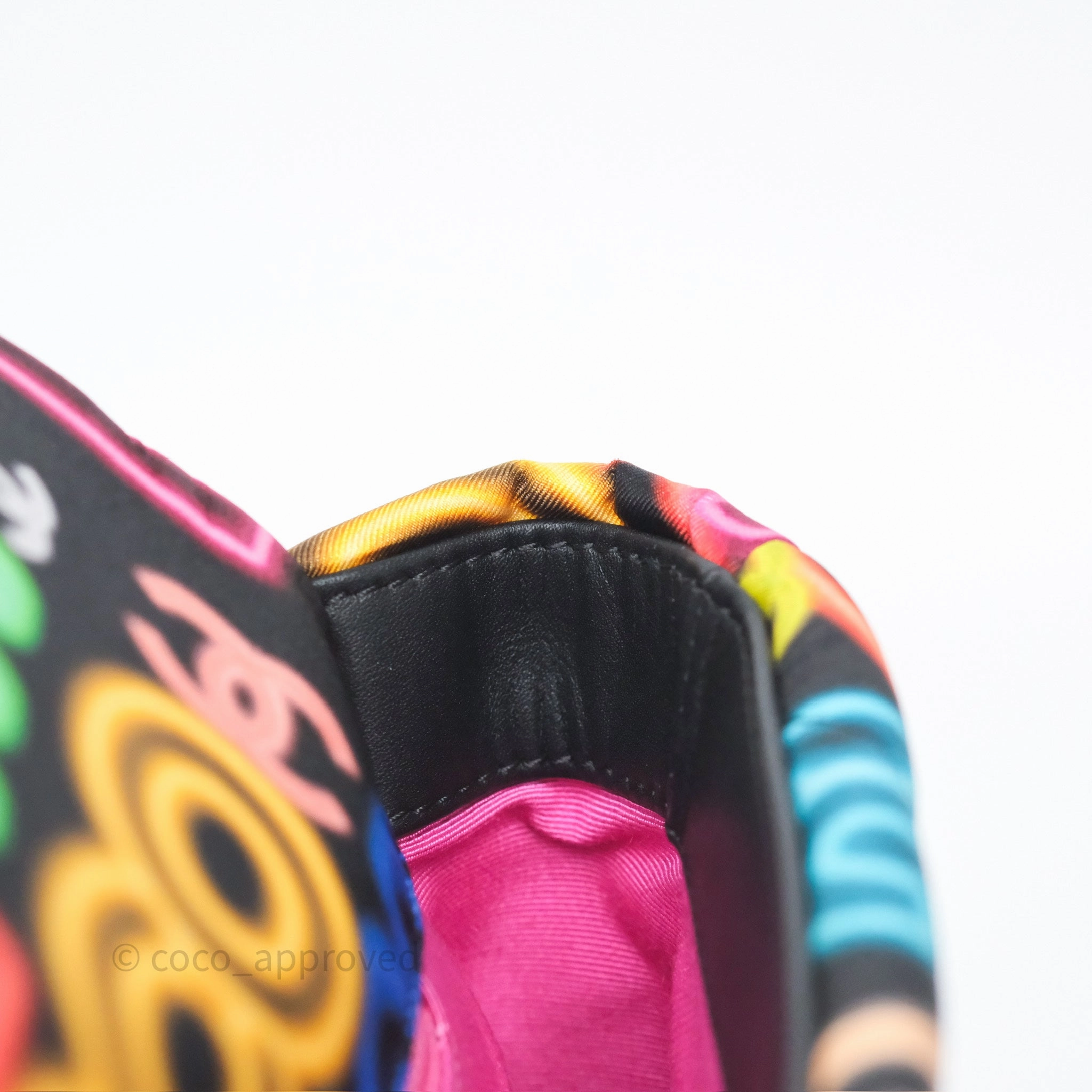 Chanel 19 Small Black Multicolor Fabric Printed Mixed Hardware