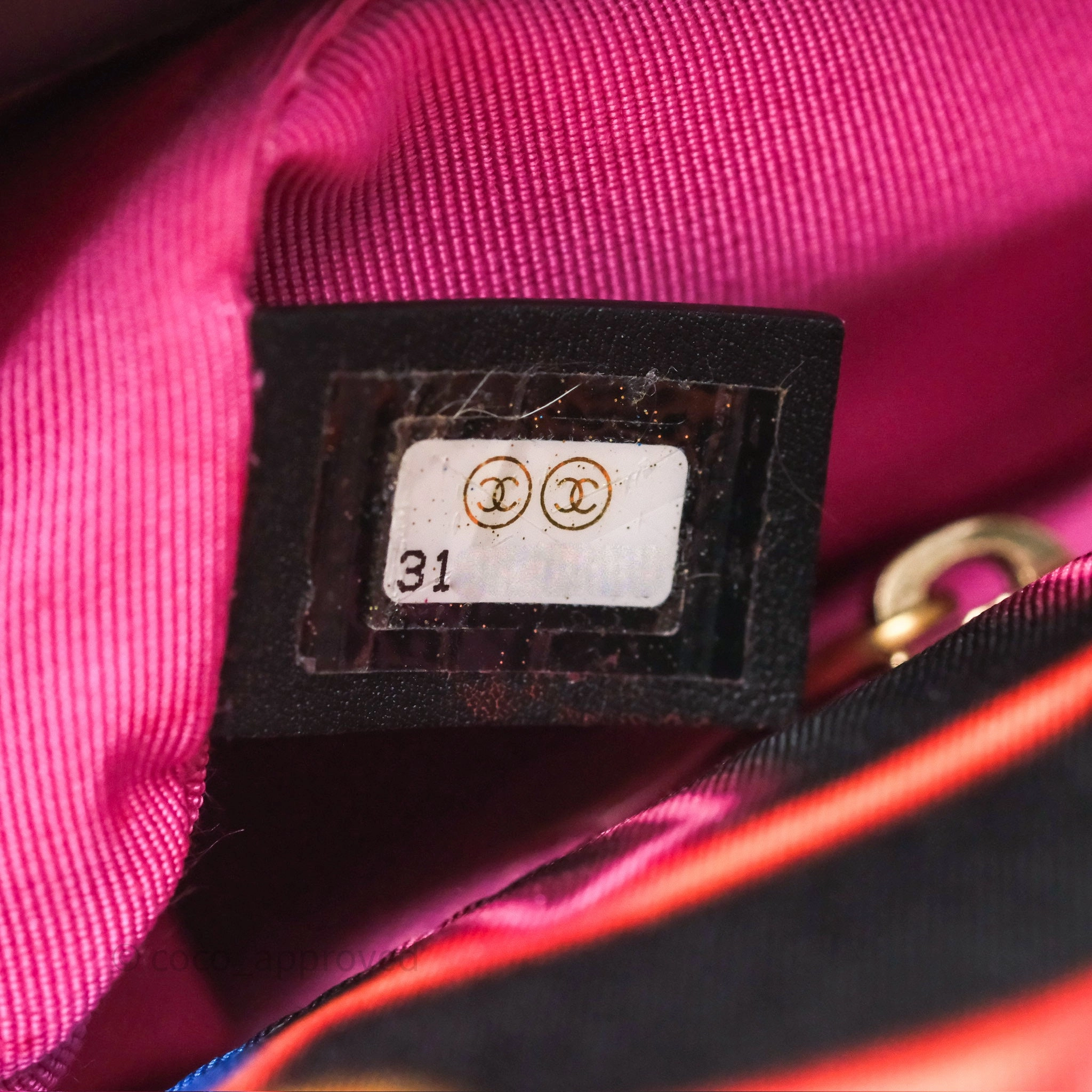 Chanel 19 Small Black Multicolor Fabric Printed Mixed Hardware