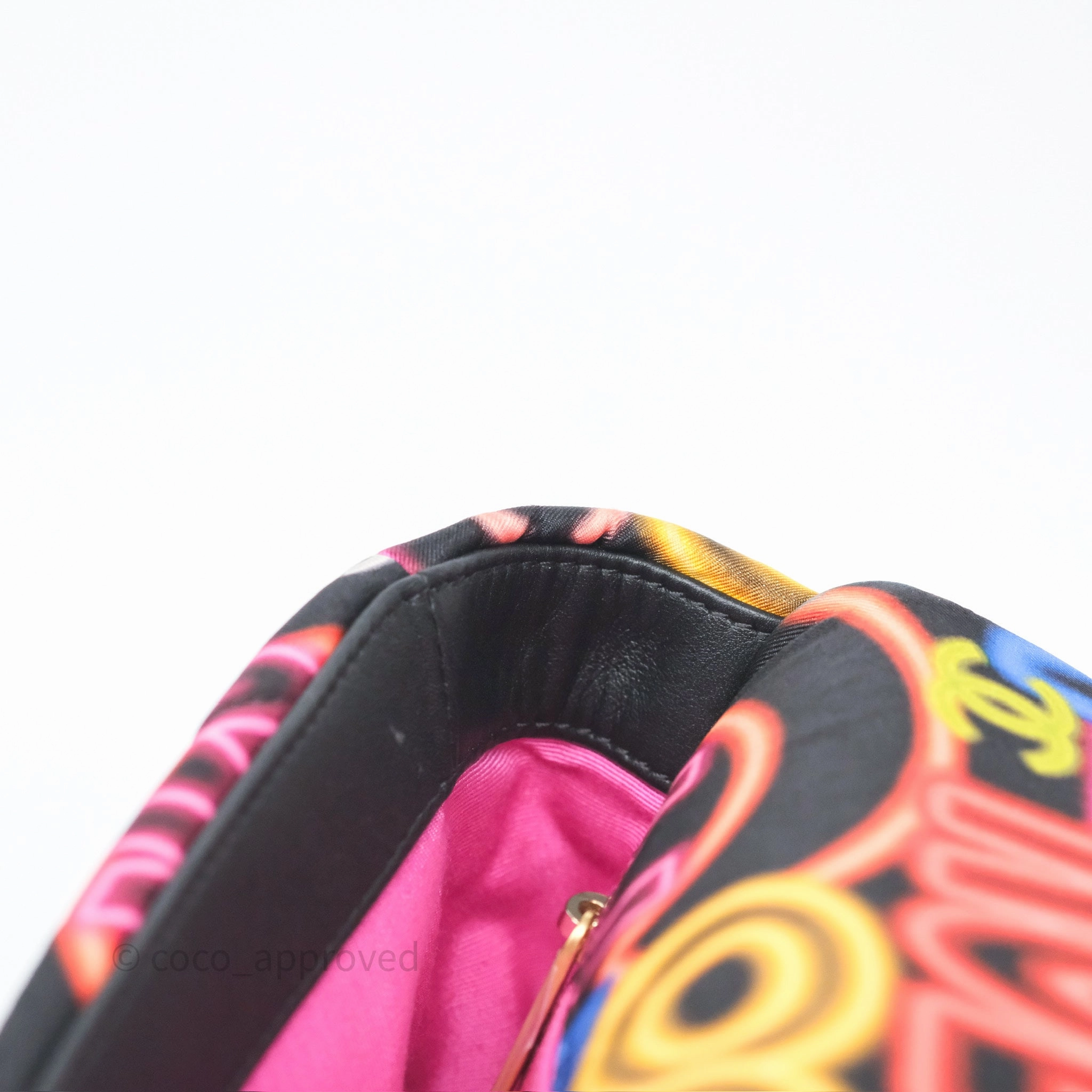Chanel 19 Small Black Multicolor Fabric Printed Mixed Hardware