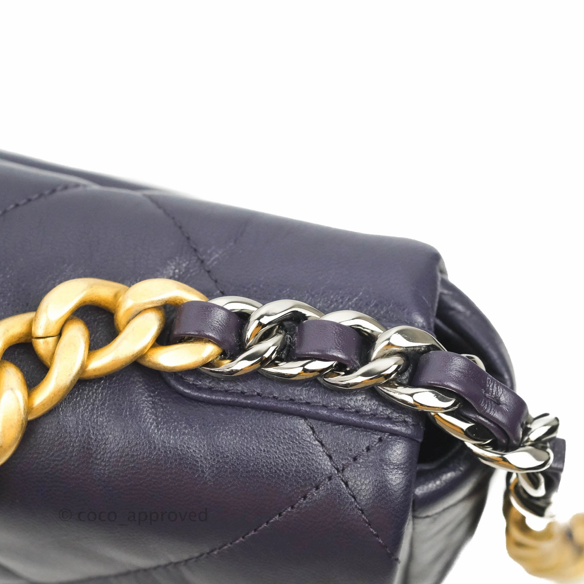 Chanel 19 Small Dark Purple Mixed Hardware