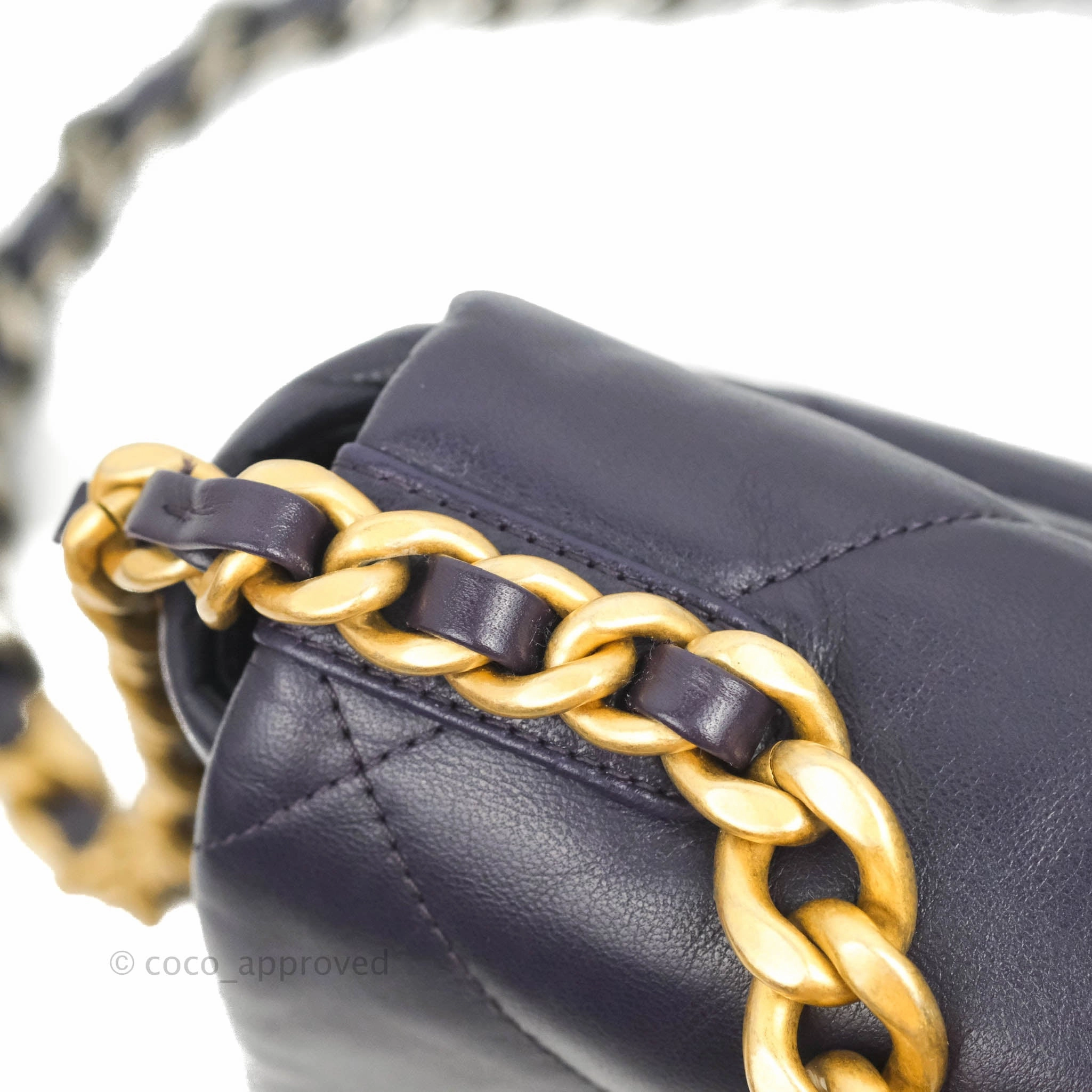Chanel 19 Small Dark Purple Mixed Hardware