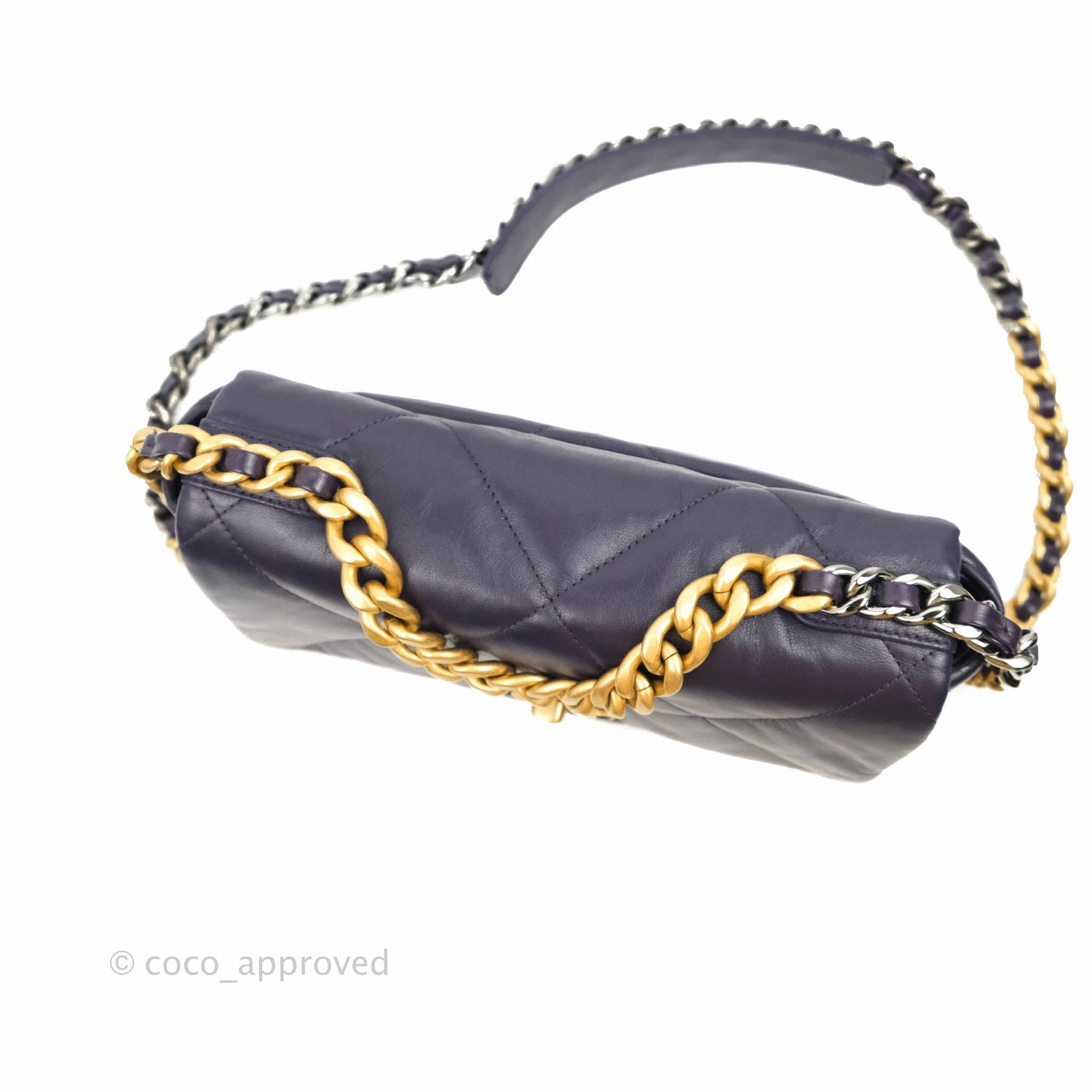 Chanel 19 Small Dark Purple Mixed Hardware