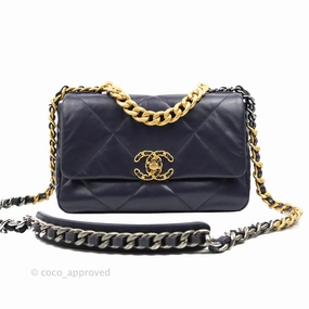 Chanel 19 Small Dark Purple Mixed Hardware