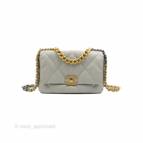 Chanel 19 Small Grey Lambskin Mixed Hardware