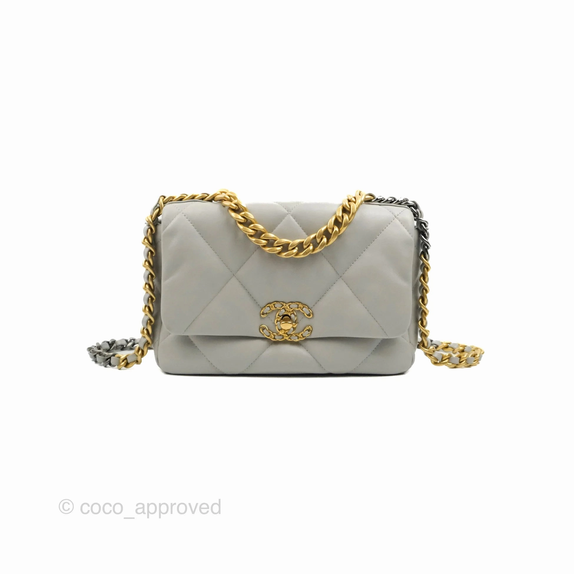 Chanel 19 Small Grey Lambskin Mixed Hardware