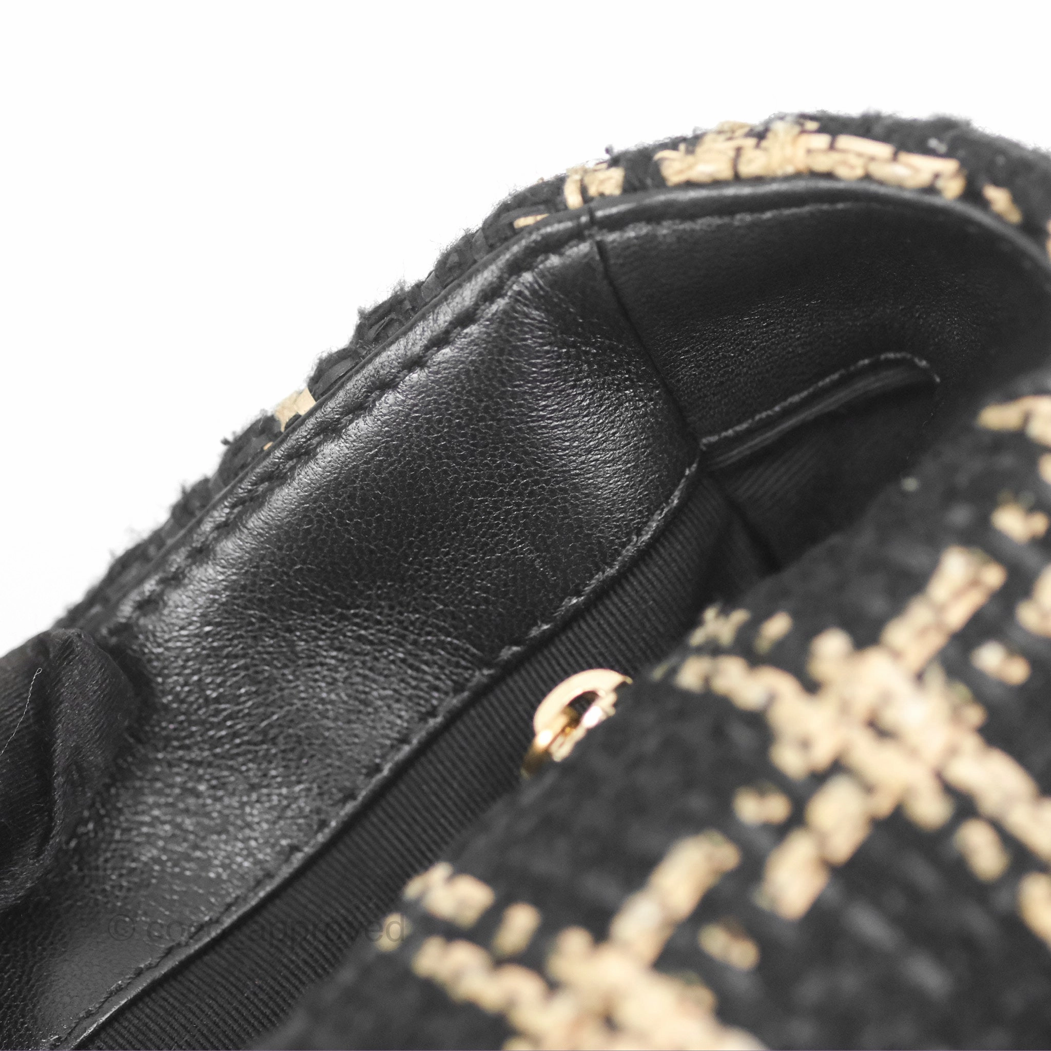 Chanel 19 Small Grid Black Beige Tweed Mixed Hardware