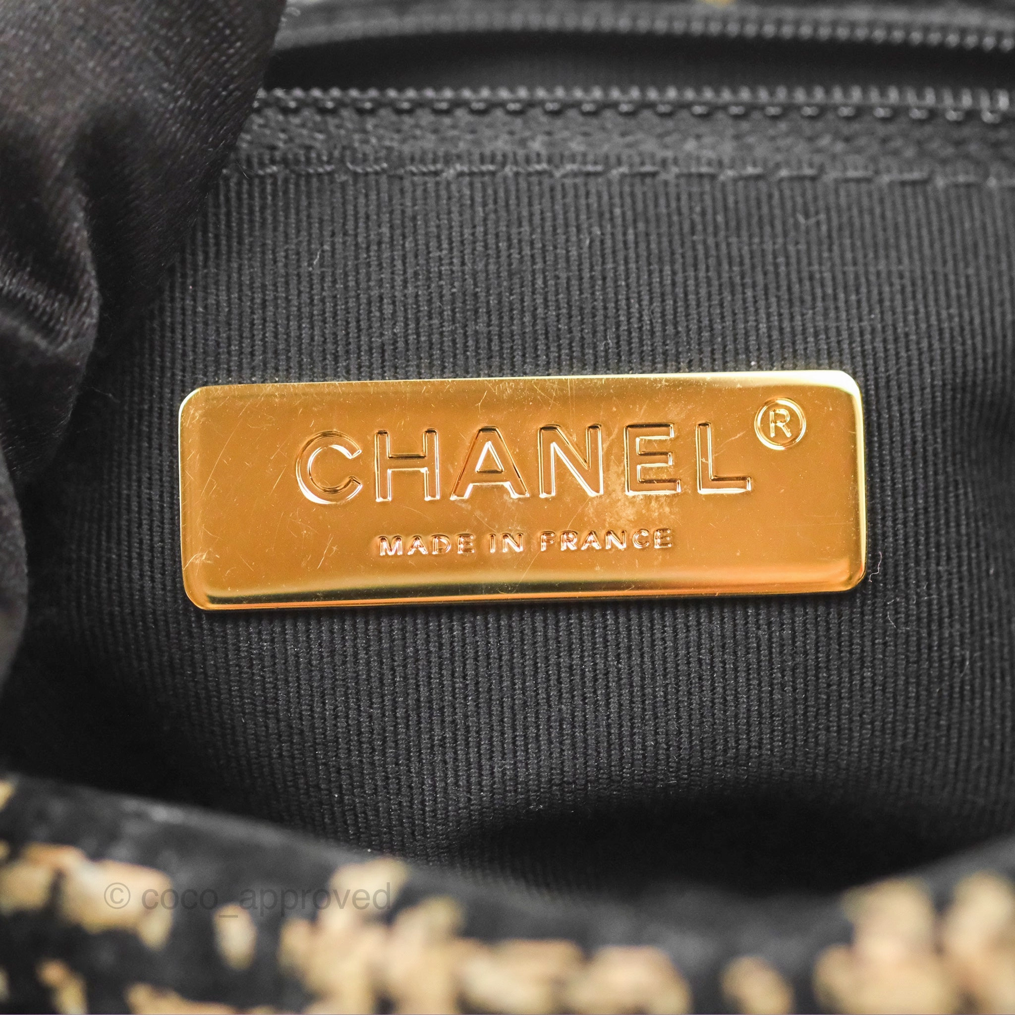 Chanel 19 Small Grid Black Beige Tweed Mixed Hardware