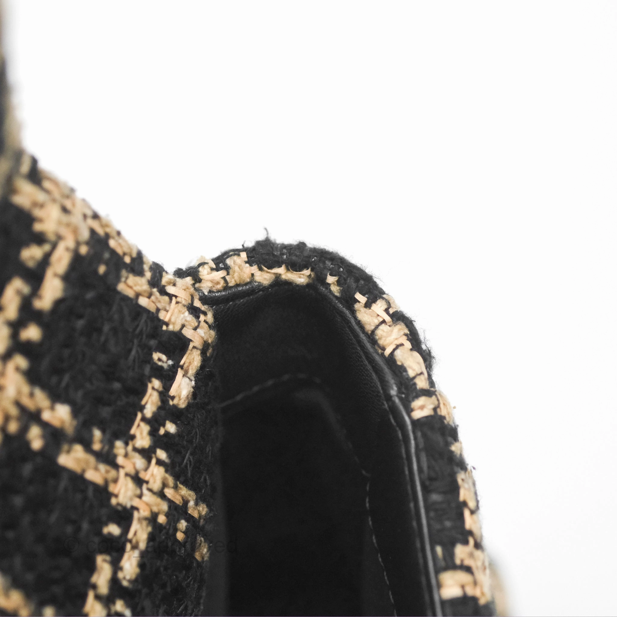 Chanel 19 Small Grid Black Beige Tweed Mixed Hardware