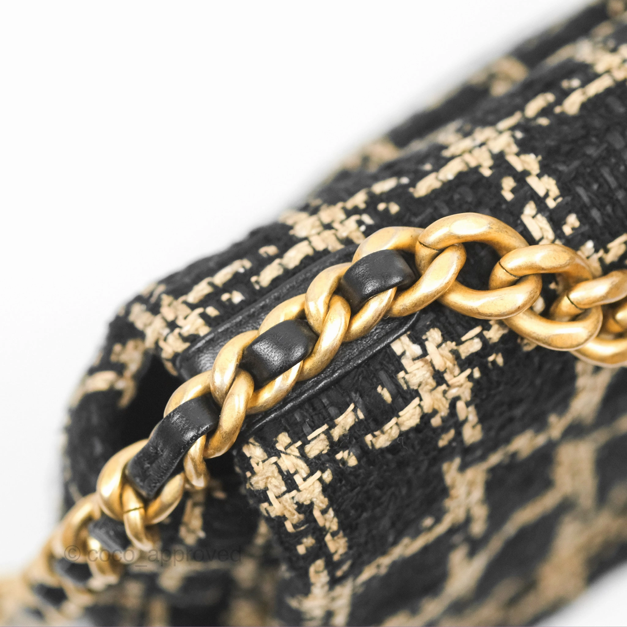 Chanel 19 Small Grid Black Beige Tweed Mixed Hardware