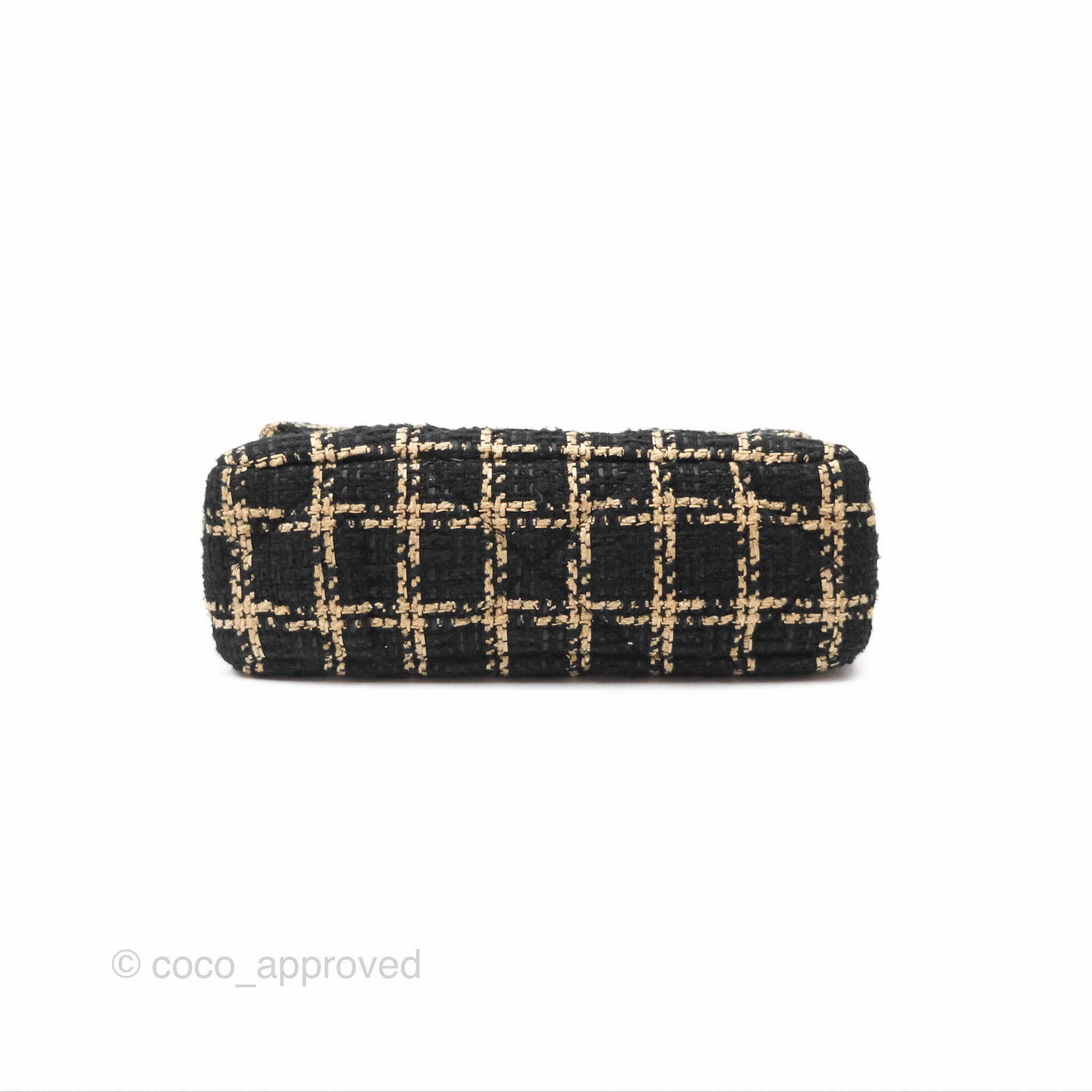 Chanel 19 Small Grid Black Beige Tweed Mixed Hardware