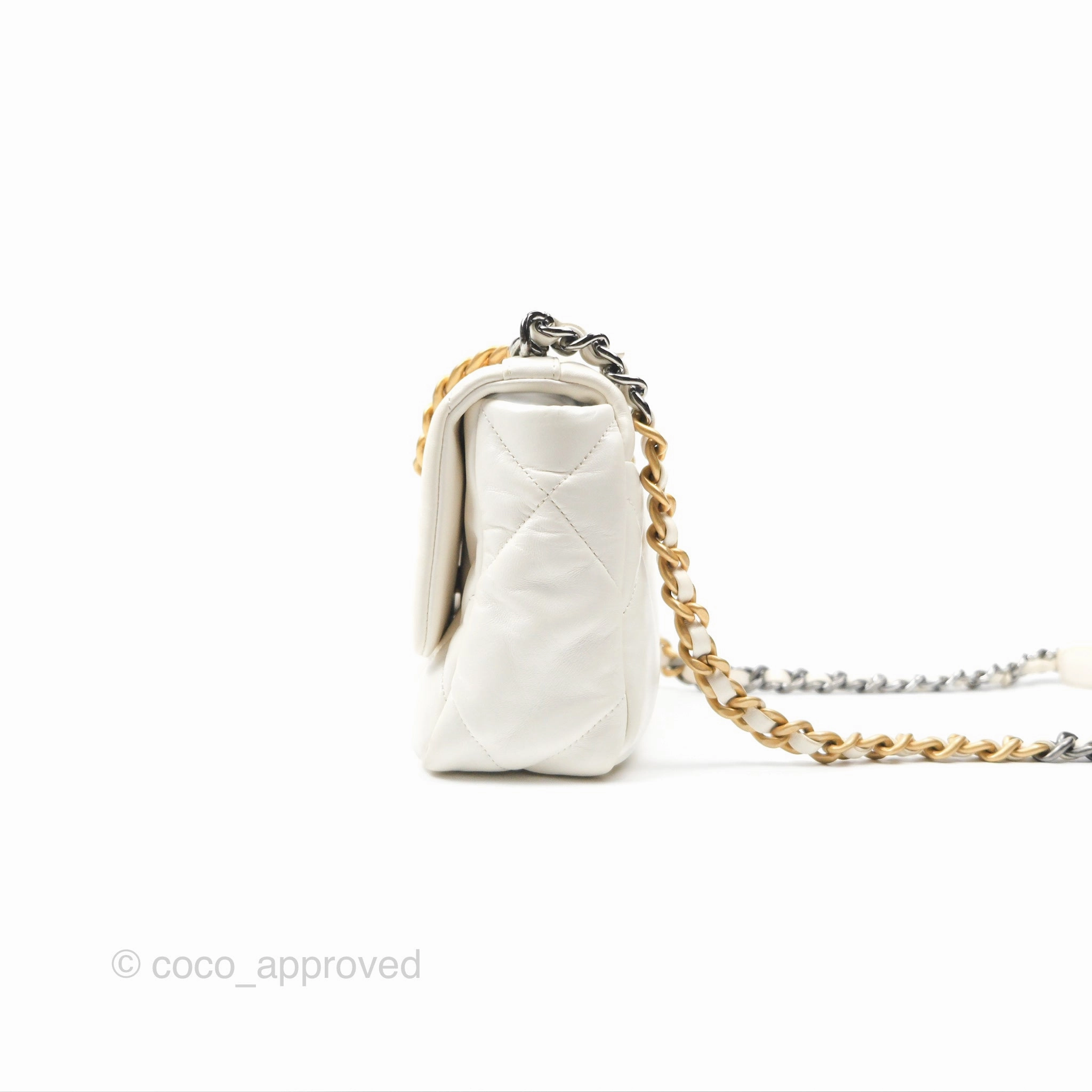 Chanel 19 Small Ivory White Lambskin Mixed Hardware