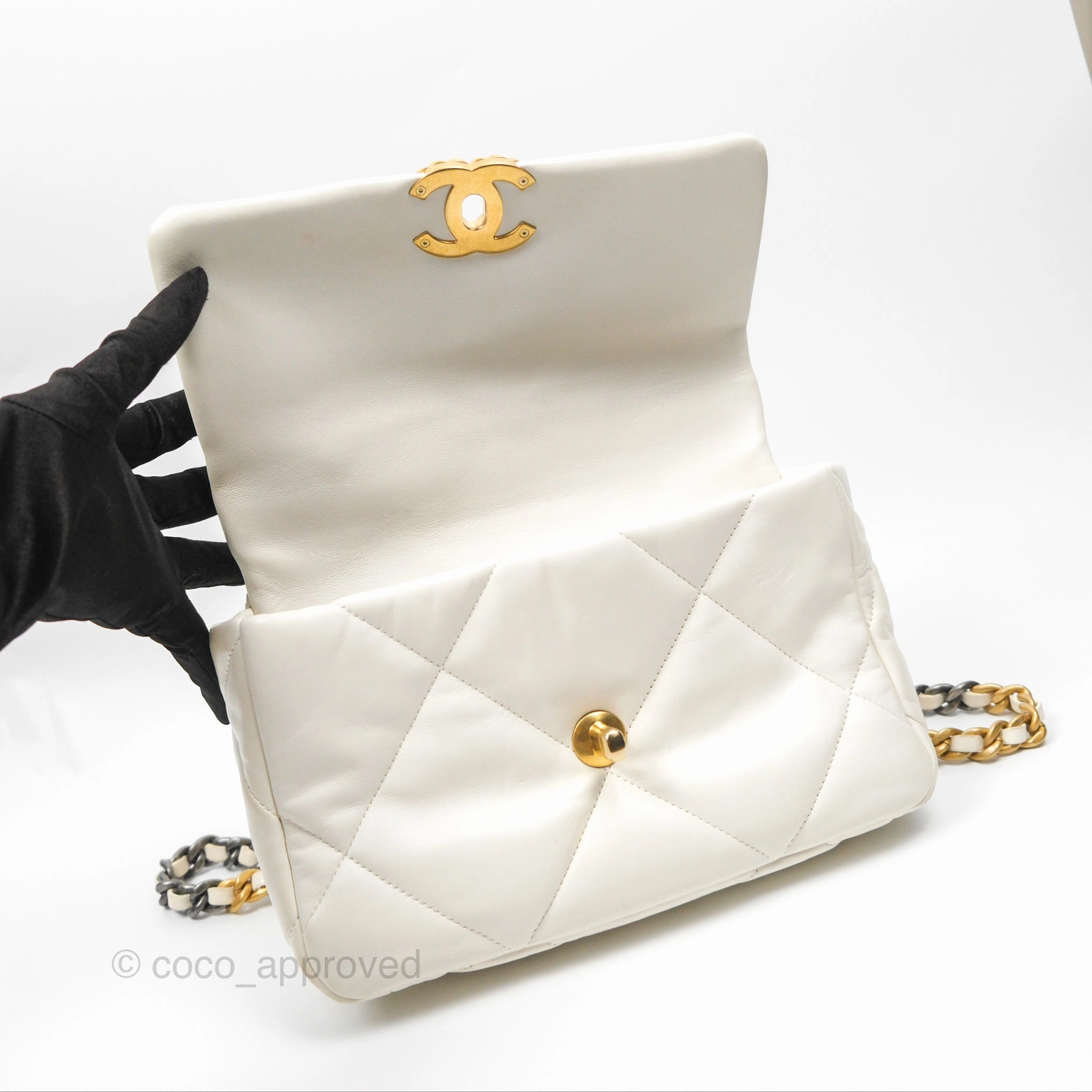Chanel 19 Small Ivory White Lambskin Mixed Hardware