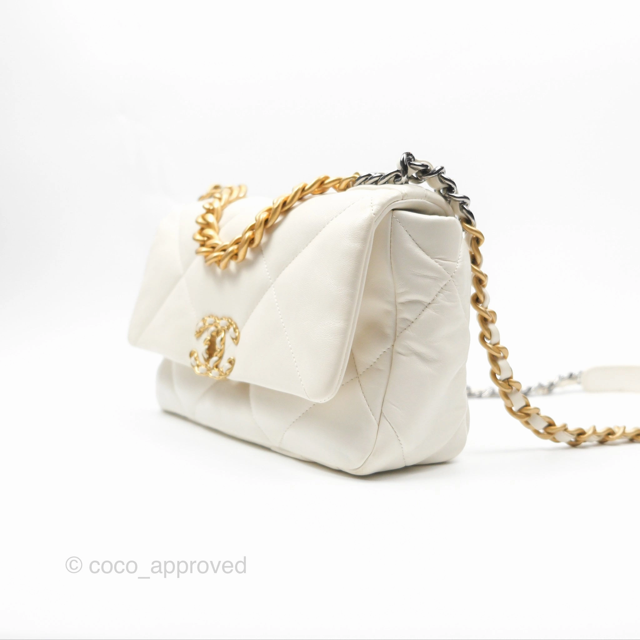 Chanel 19 Small Ivory White Lambskin Mixed Hardware