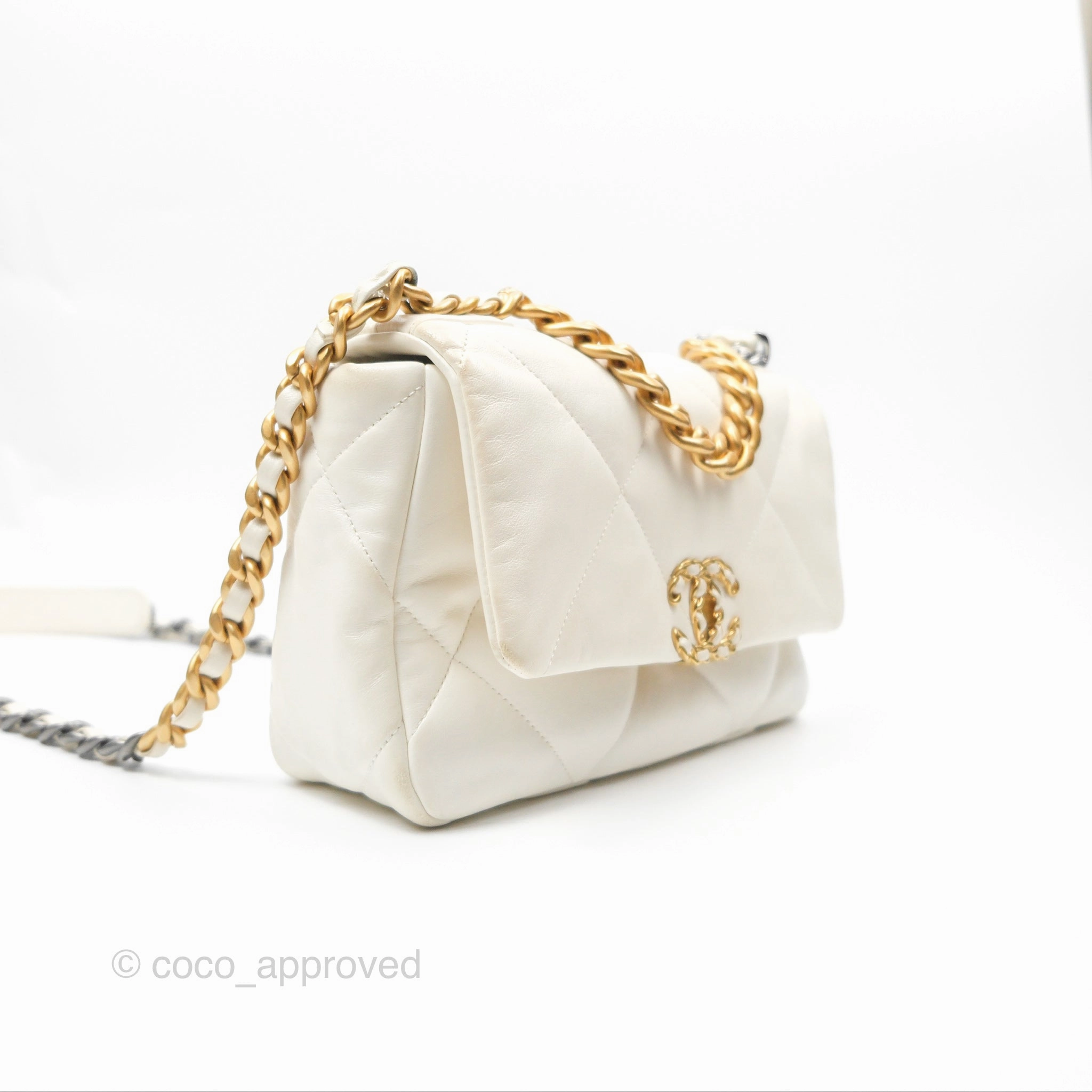 Chanel 19 Small Ivory White Lambskin Mixed Hardware