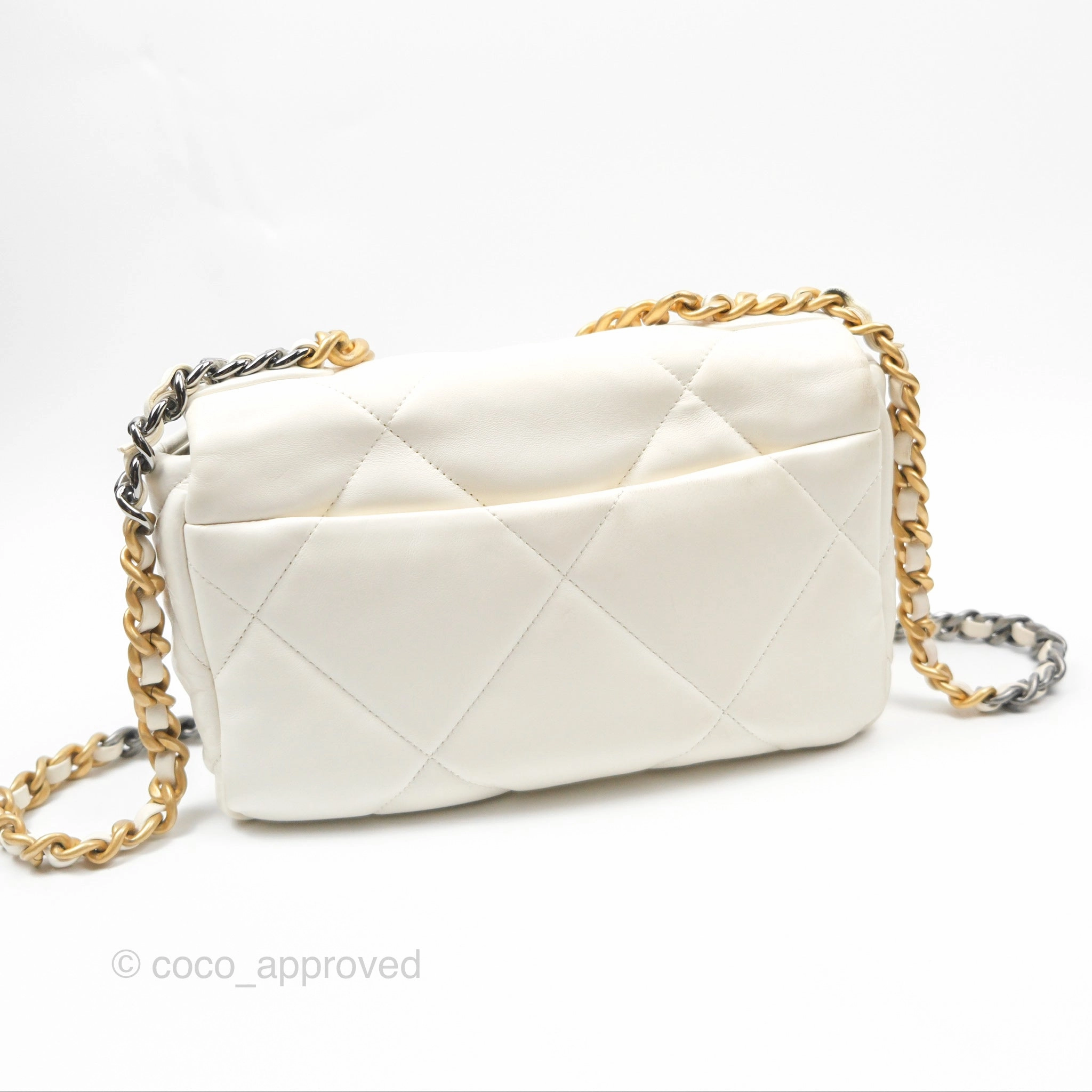 Chanel 19 Small Ivory White Lambskin Mixed Hardware