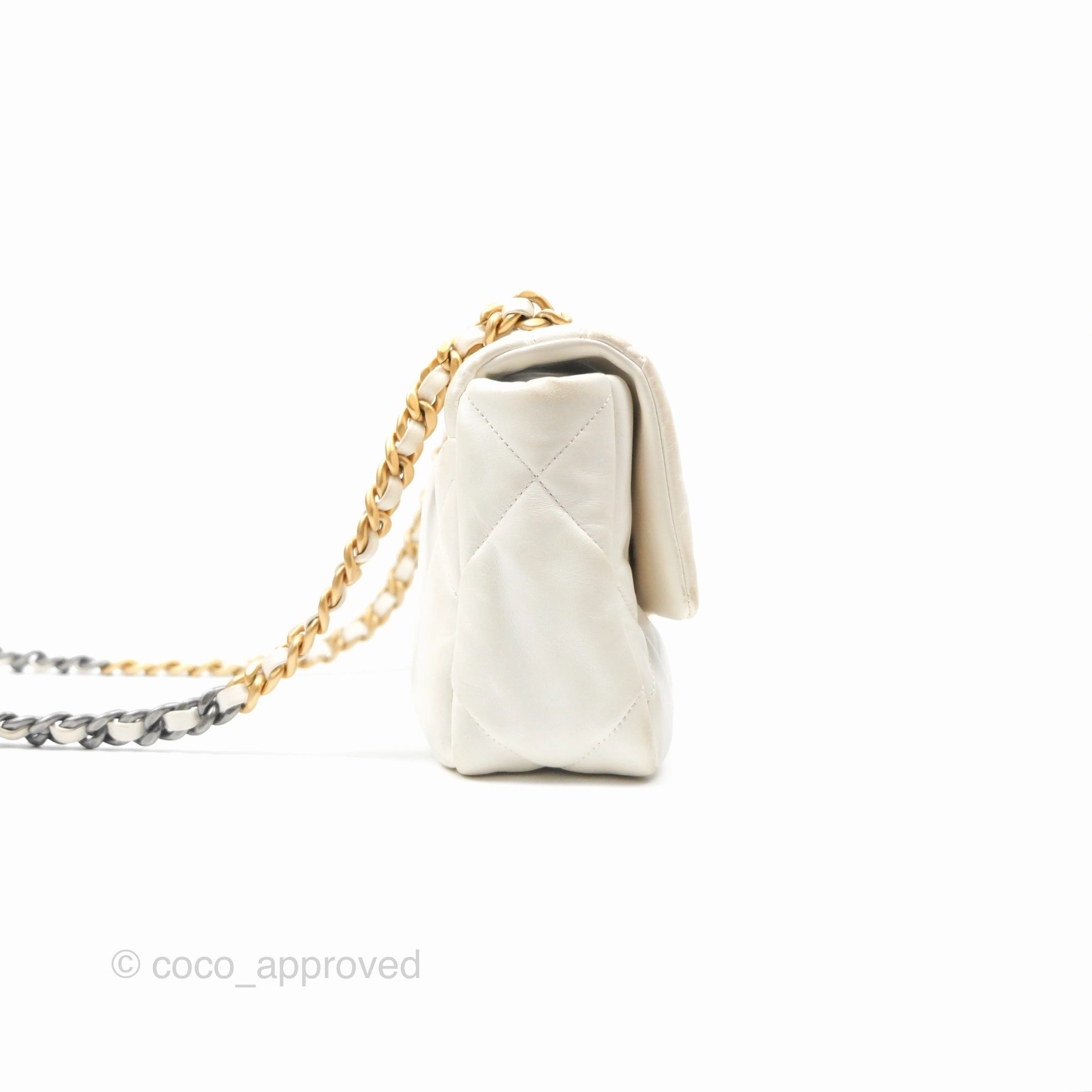 Chanel 19 Small Ivory White Lambskin Mixed Hardware