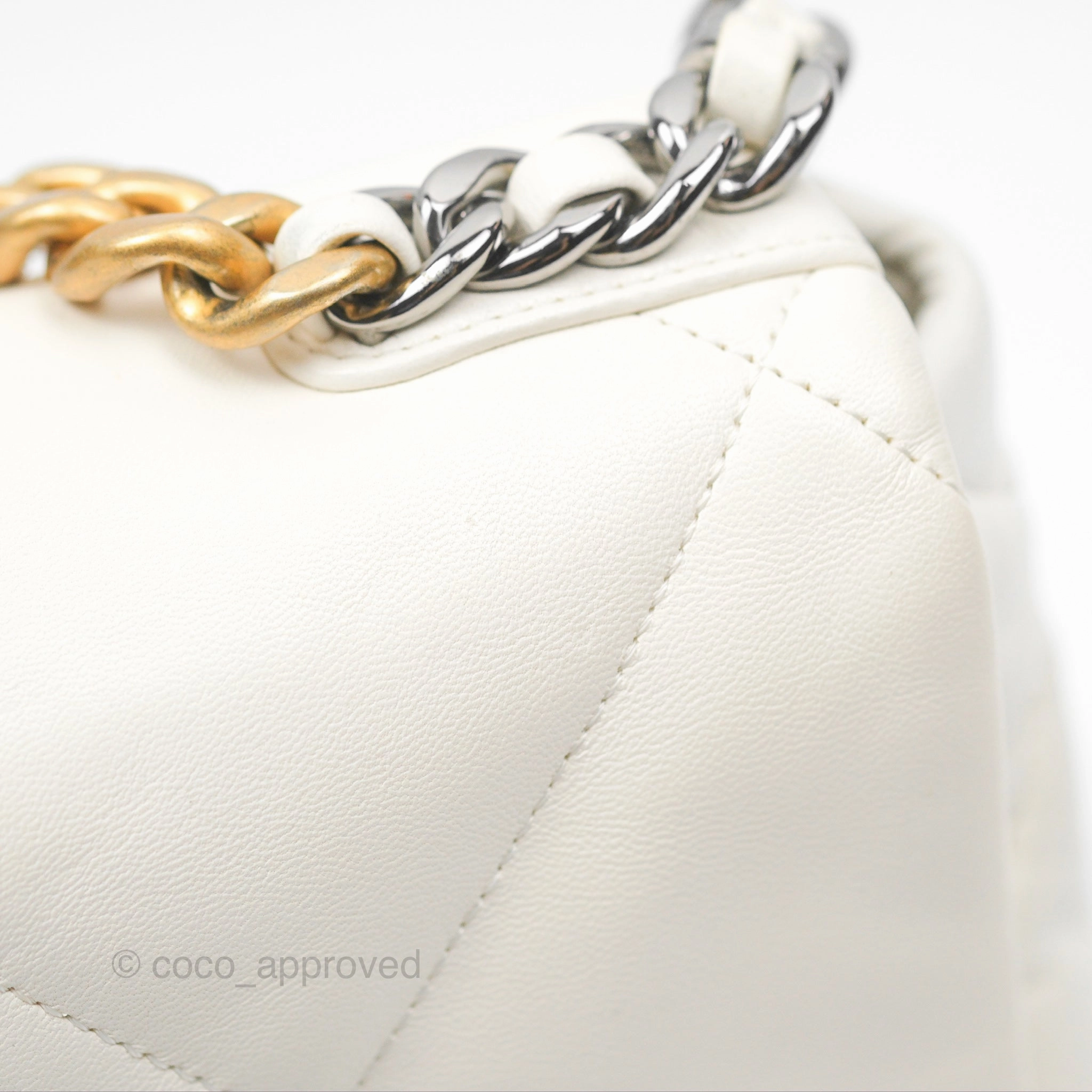 Chanel 19 Small Ivory White Lambskin Mixed Hardware