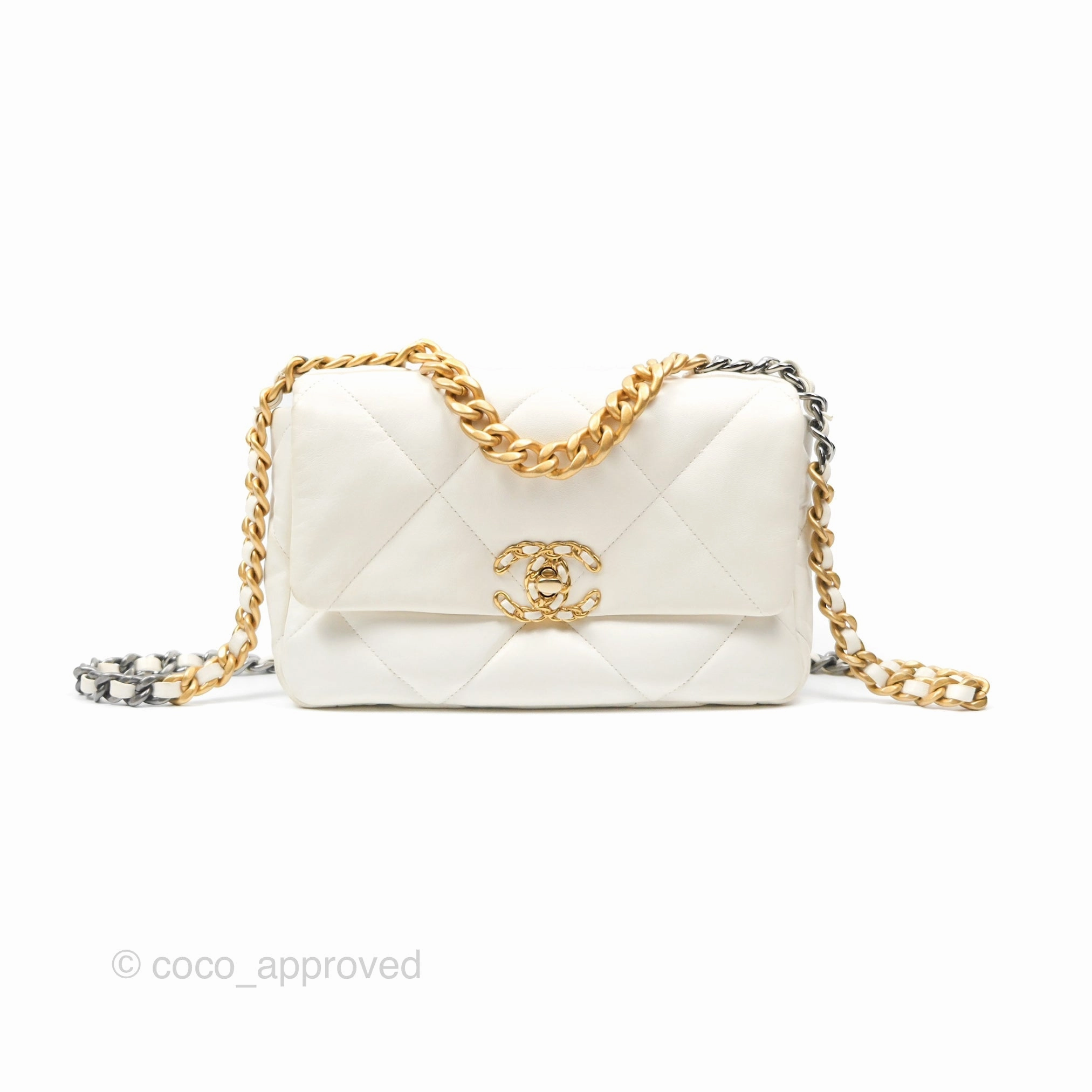 Chanel 19 Small Ivory White Lambskin Mixed Hardware