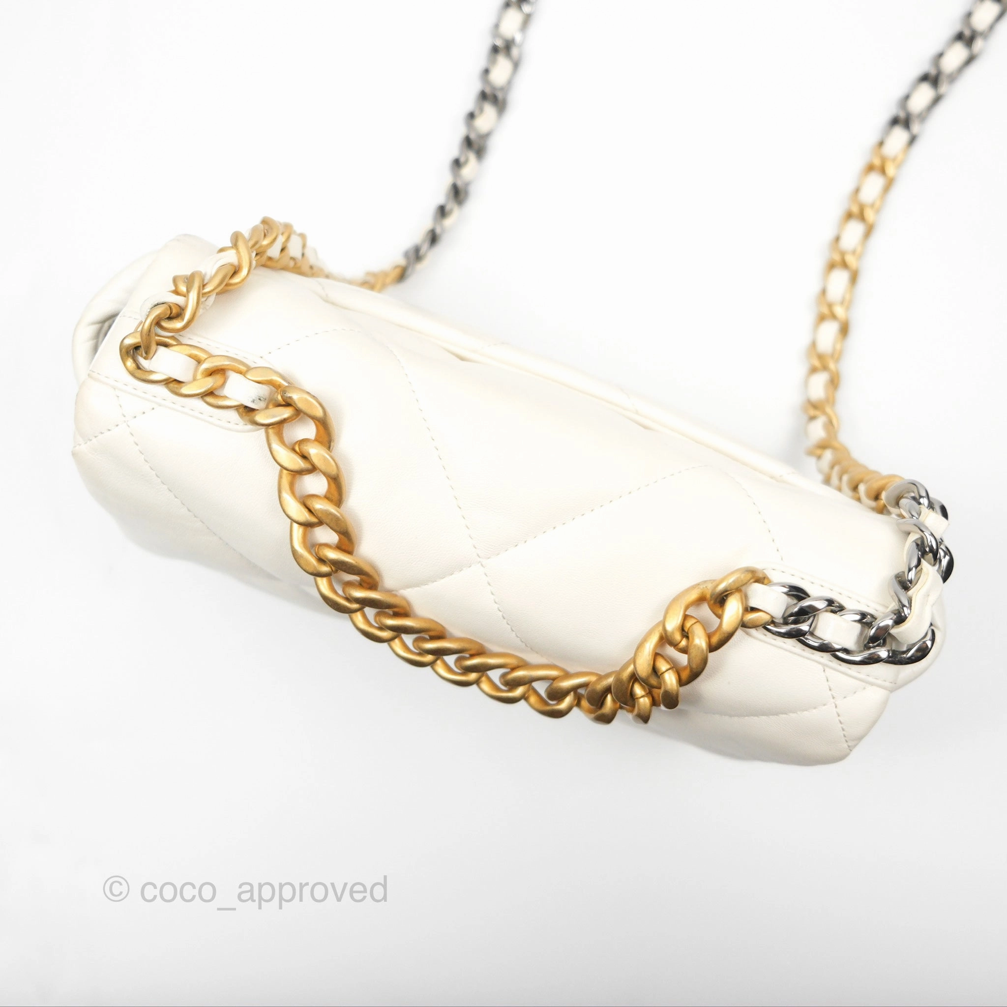 Chanel 19 Small Ivory White Lambskin Mixed Hardware