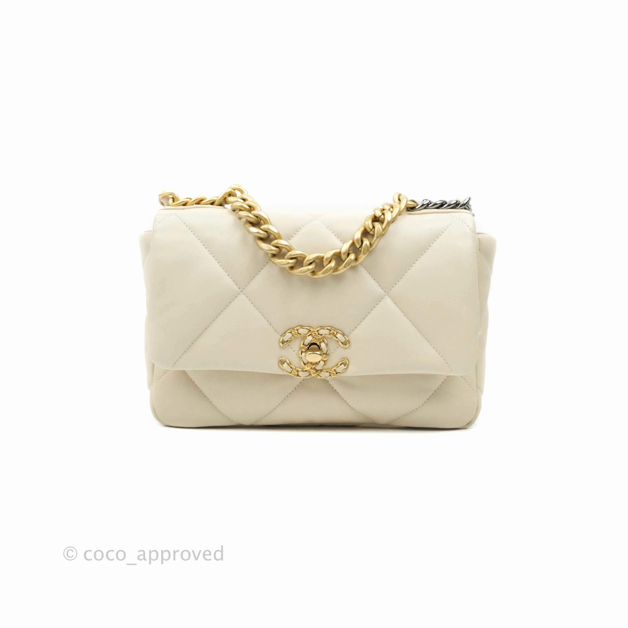 Chanel 19 Small Light Beige Lambskin Mixed Hardware 21C