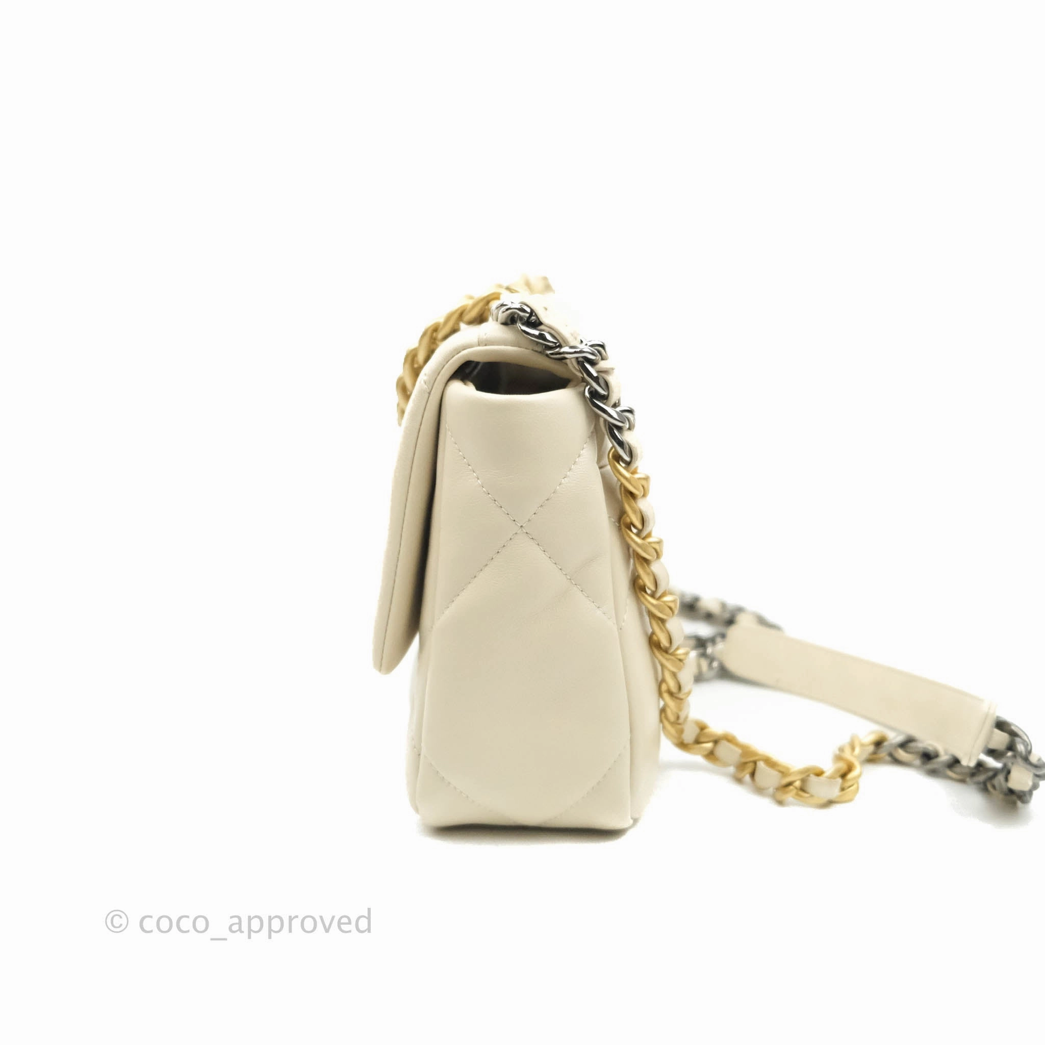 Chanel 19 Small Light Beige Lambskin Mixed Hardware 21C
