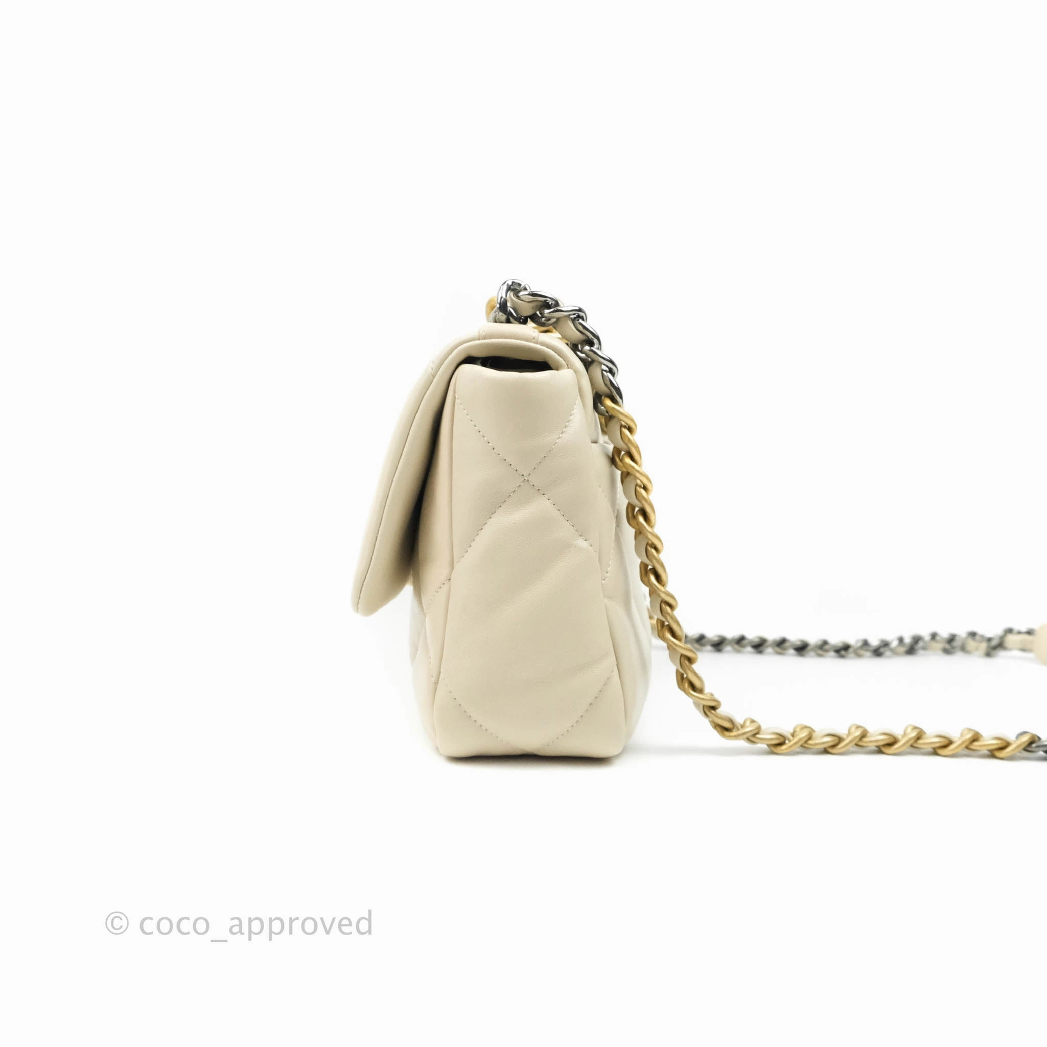 Chanel 19 Small Light Beige Lambskin Mixed Hardware 21C