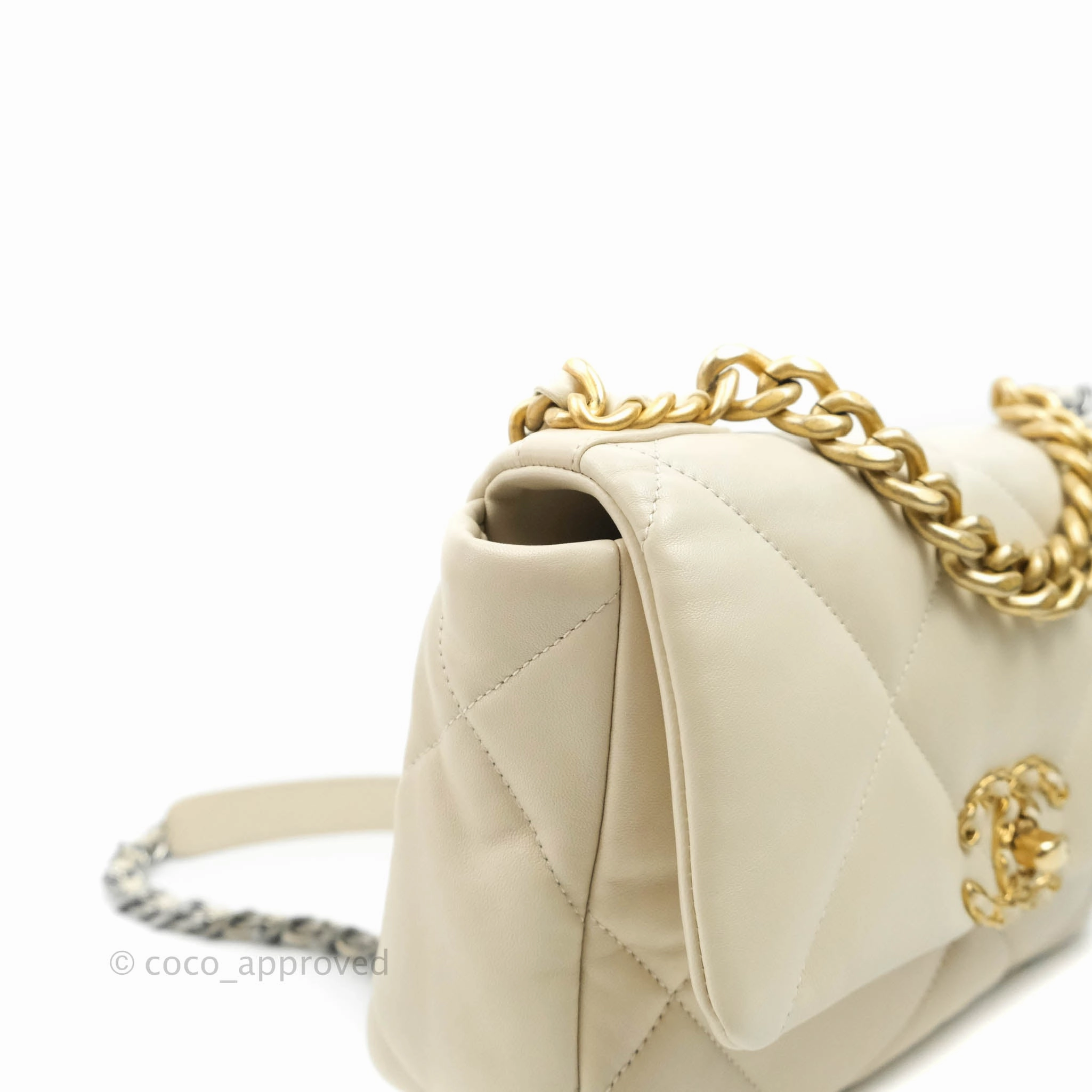 Chanel 19 Small Light Beige Lambskin Mixed Hardware 21C