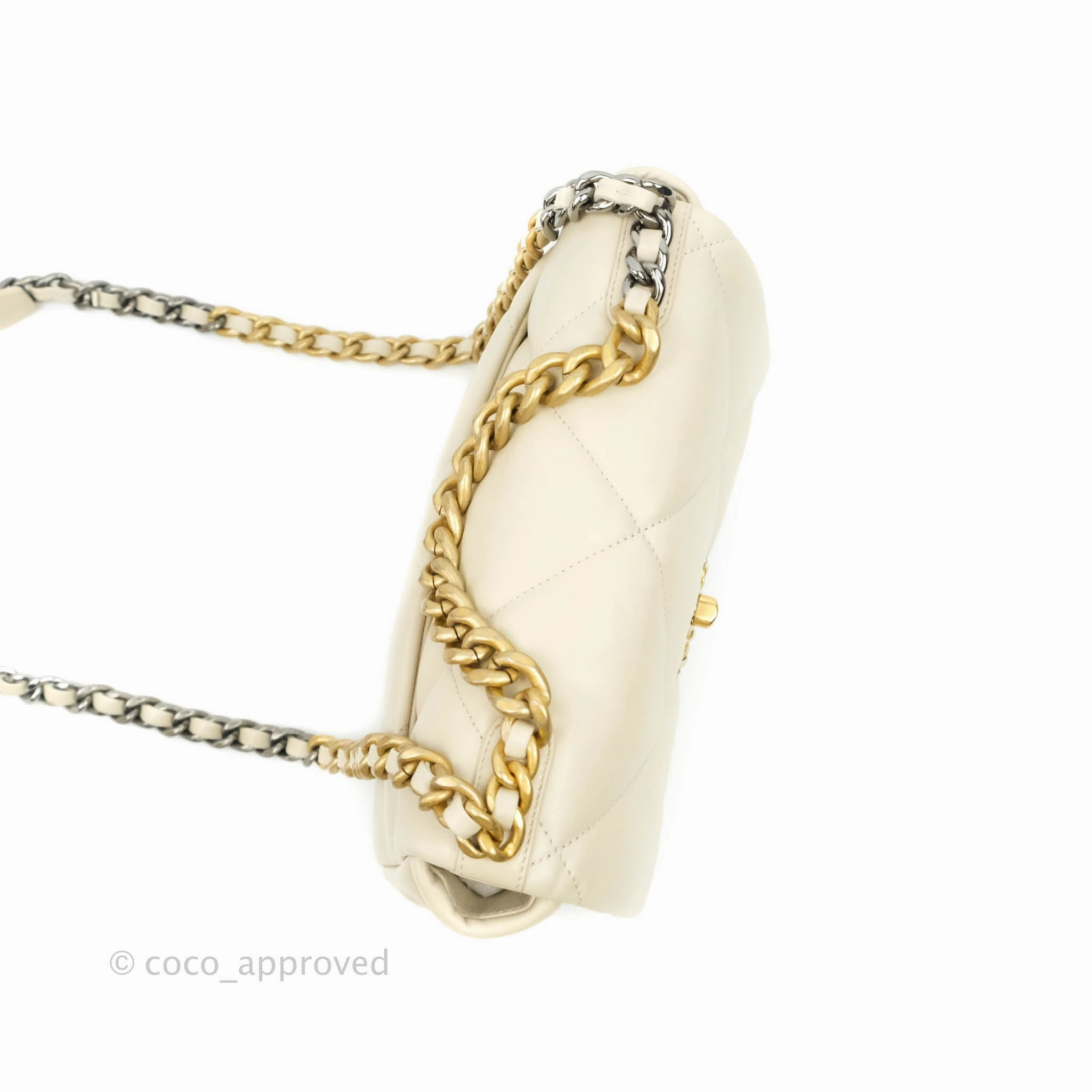Chanel 19 Small Light Beige Lambskin Mixed Hardware 21C