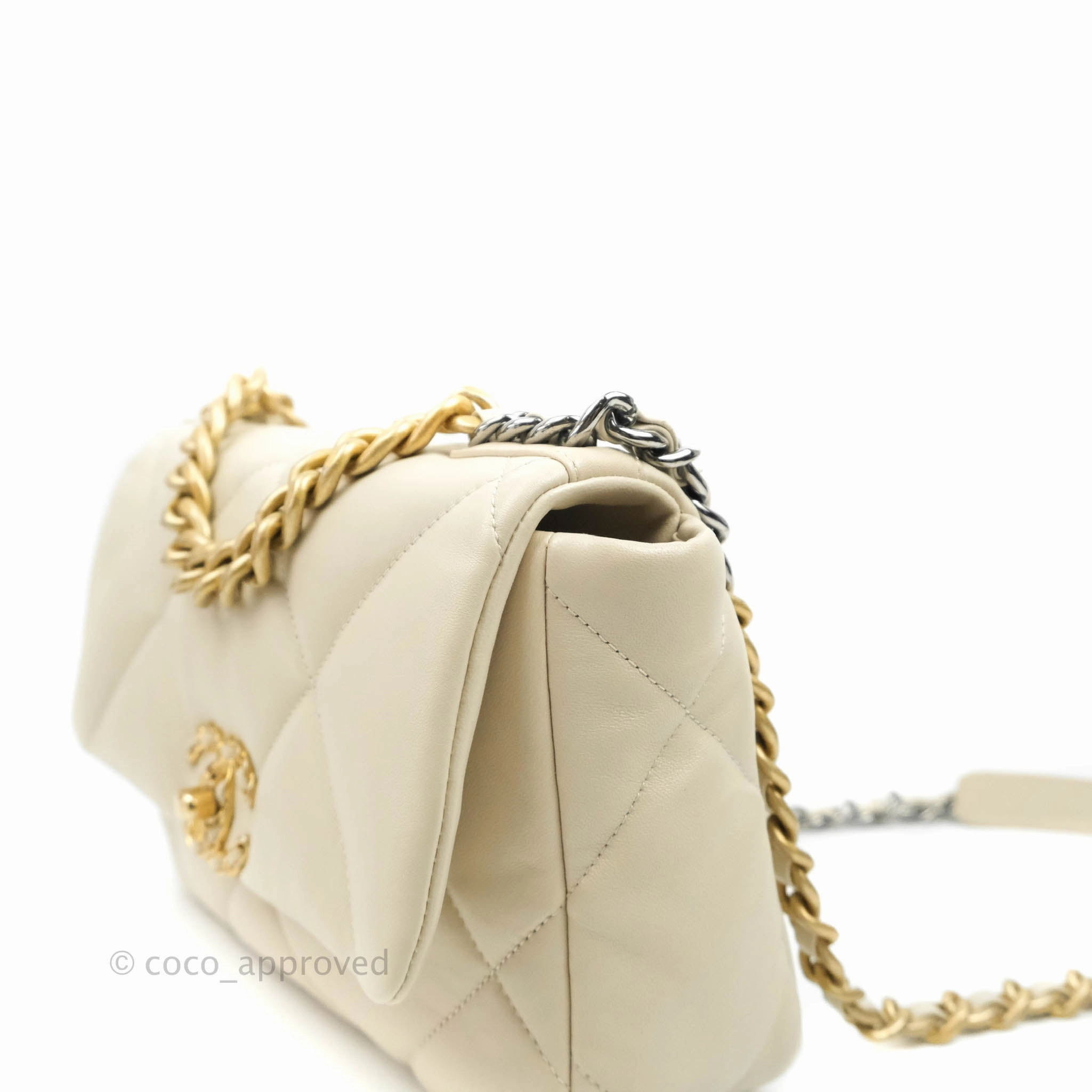 Chanel 19 Small Light Beige Lambskin Mixed Hardware 21C