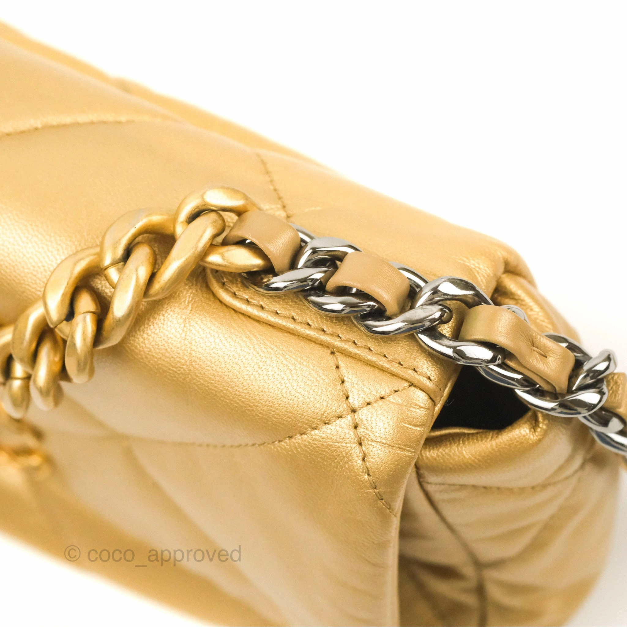 Chanel 19 Small Metallic Gold Lambskin Mixed Hardware