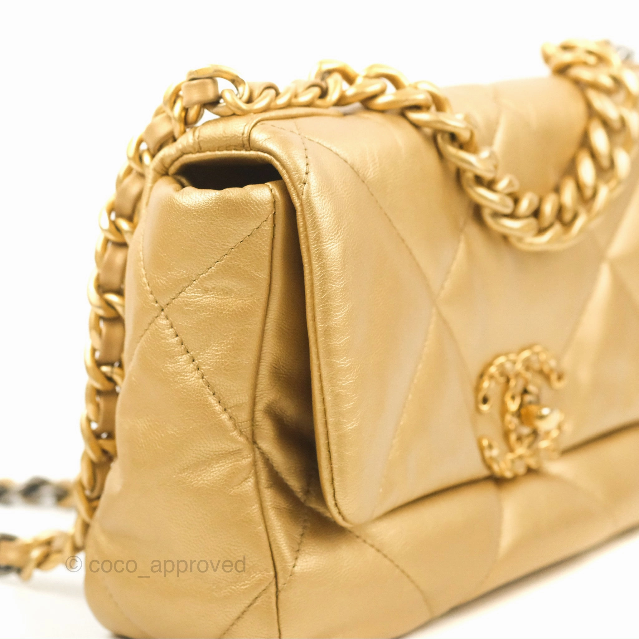 Chanel 19 Small Metallic Gold Lambskin Mixed Hardware